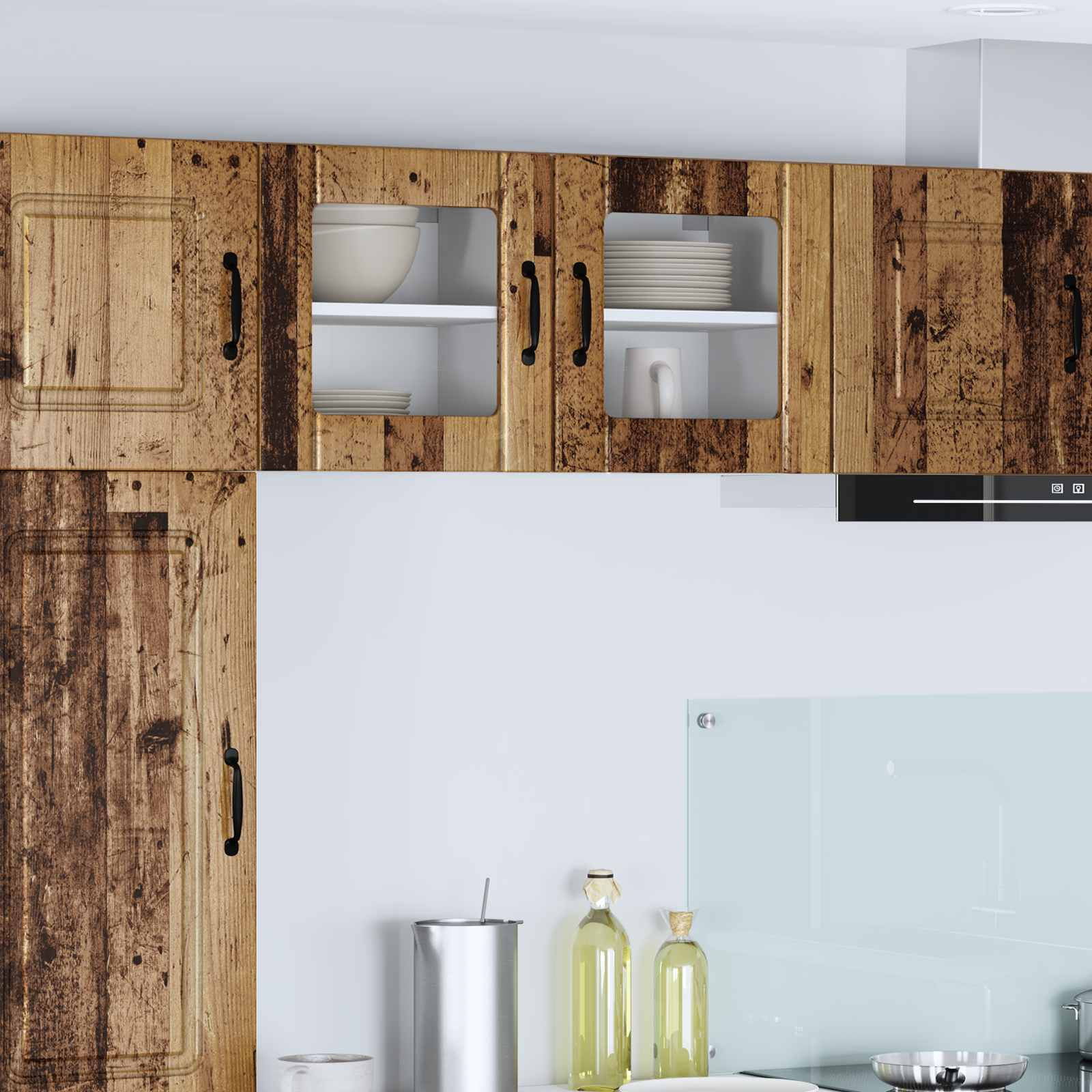 vidaXL Wandglas-Schrank LUCCA Altholz 40 x 31 x 40 cm Holzwerkstoff