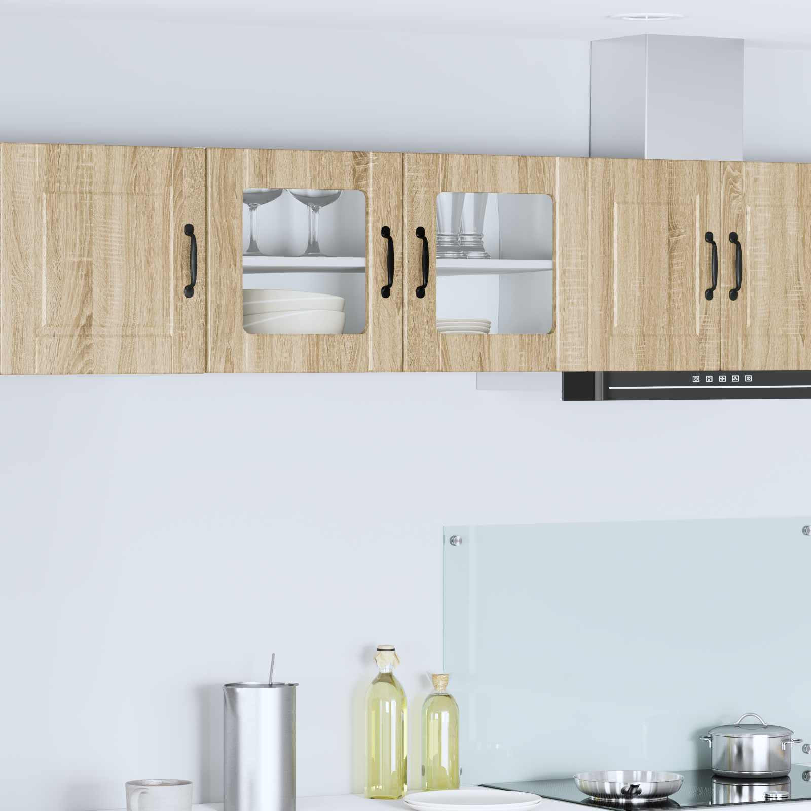vidaXL Wandglas-Schrank PORTO Sonoma-Eiche 80 x 31 x 40 cm