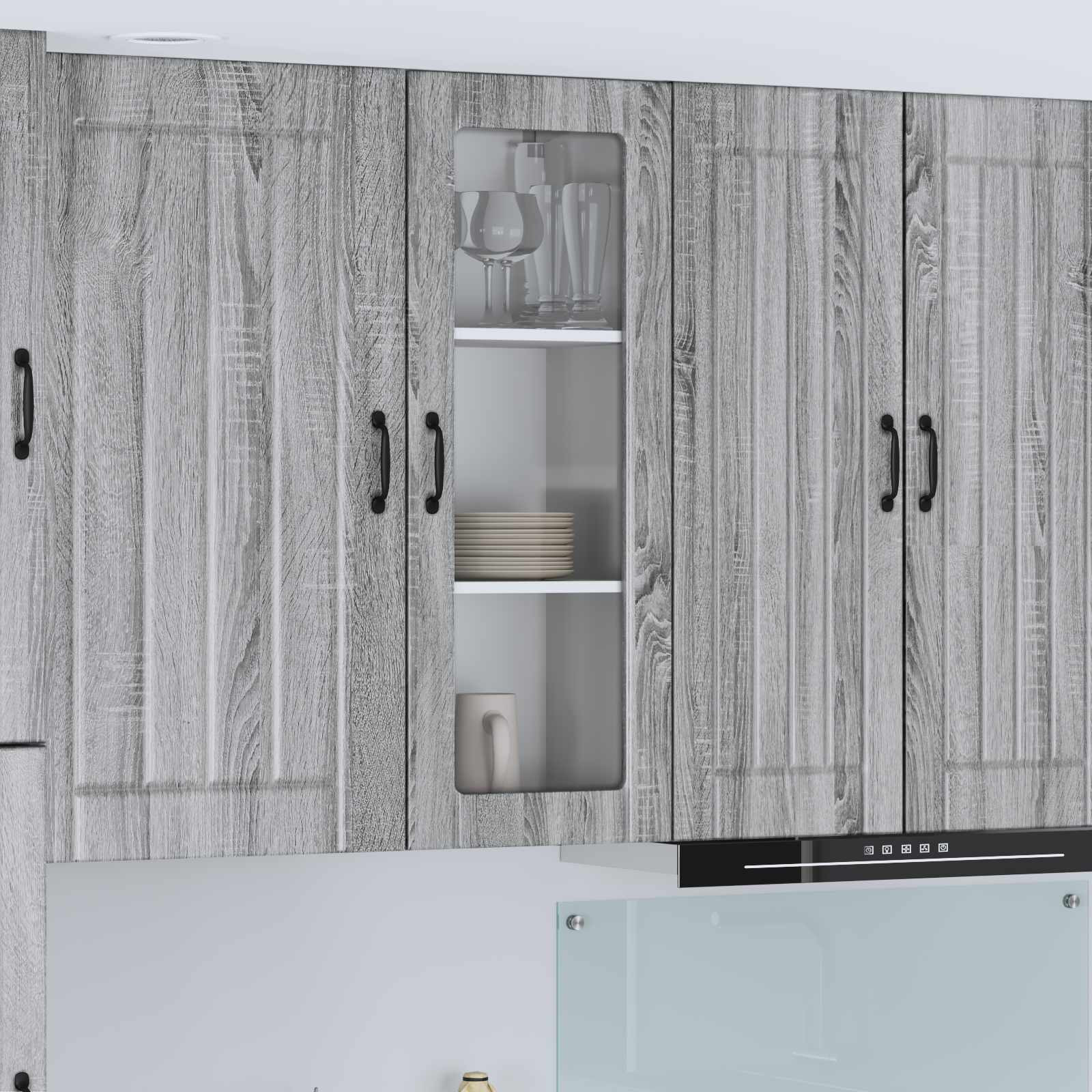 vidaXL Wandglas-Schrank LUCCA Graues Sonoma 40 x 31 x 100 cm