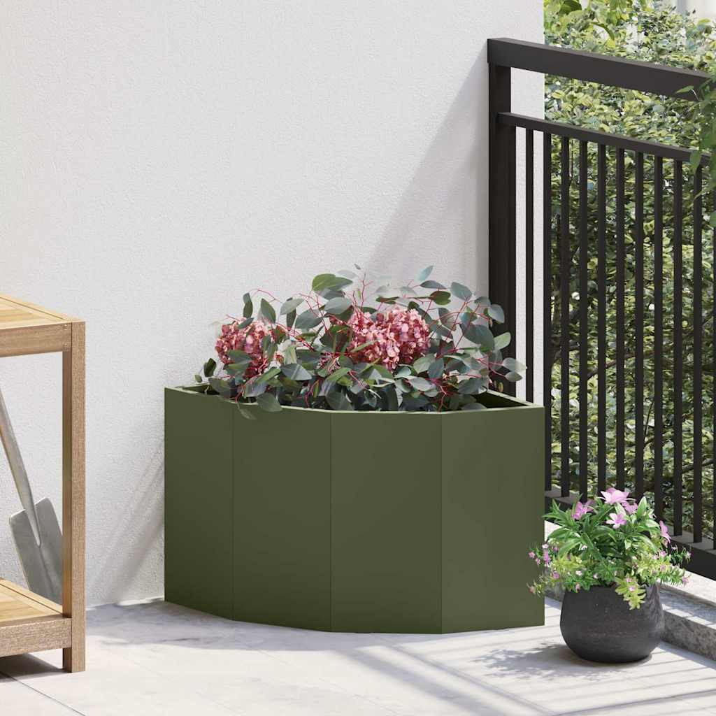 vidaXL Eckpflanzer Olivgrün 45 x 45 x 35 cm Stahl