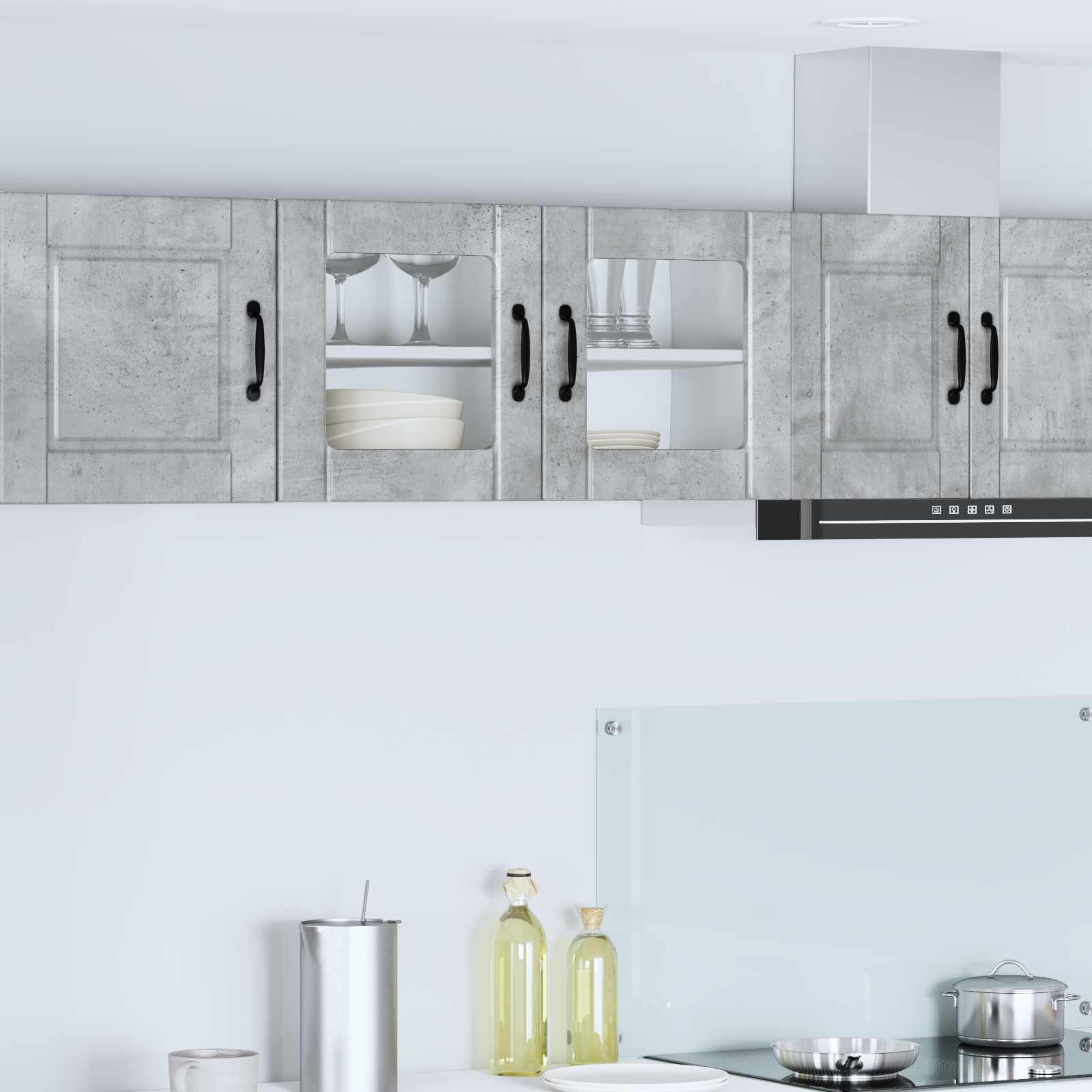 vidaXL Wandglas-Schrank PORTO Beton Grau 80 x 31 x 40 cm Holzwerkstoff