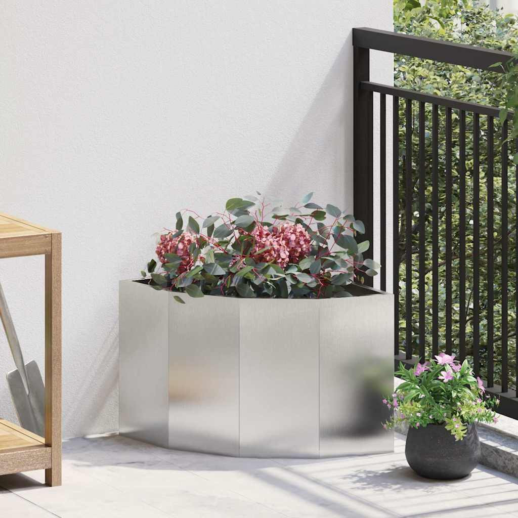 vidaXL Eckpflanzer Silber 45 x 45 x 35 cm Edelstahl