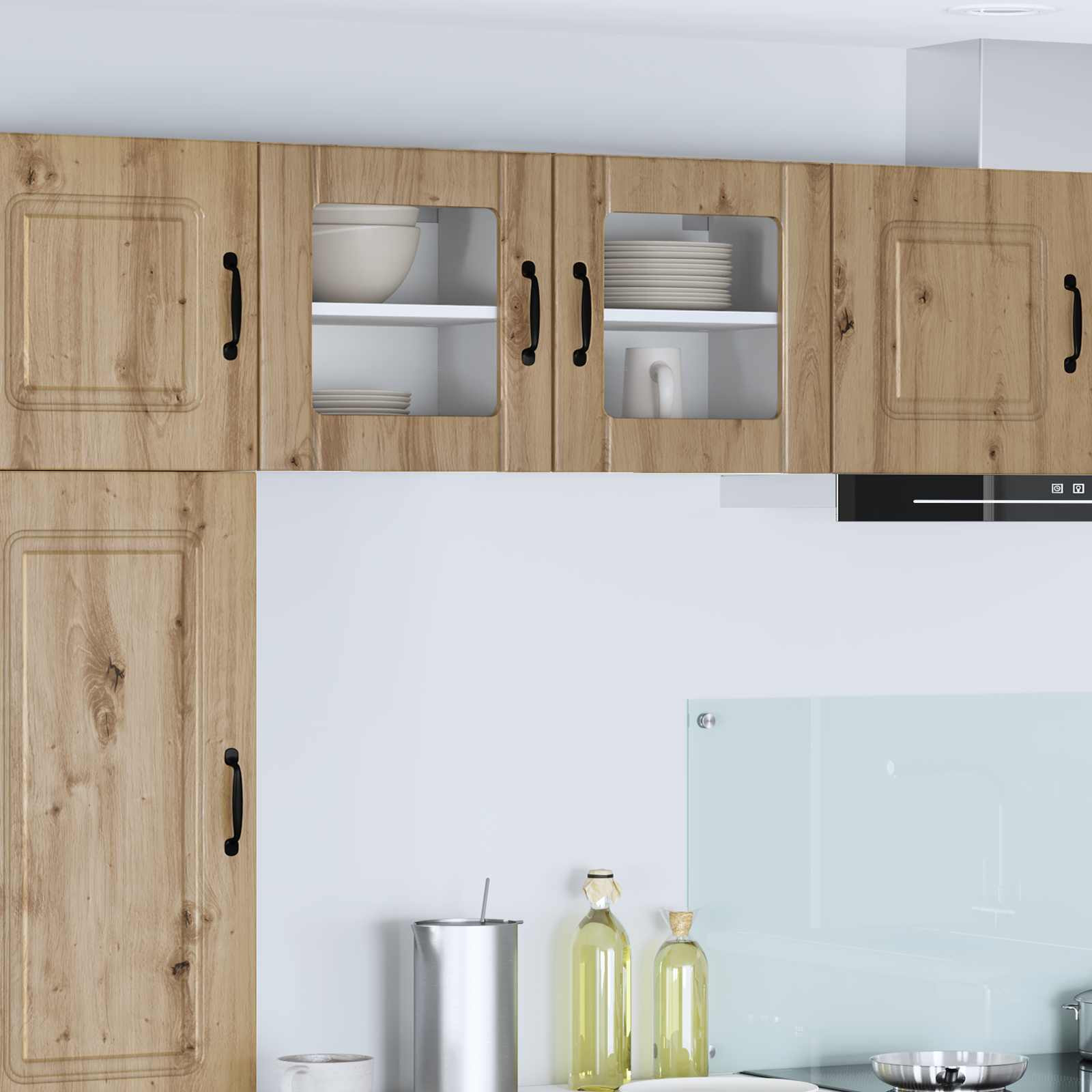 vidaXL Wandglas-Schrank LUCCA Artisan-Eiche 40 x 31 x 40 cm