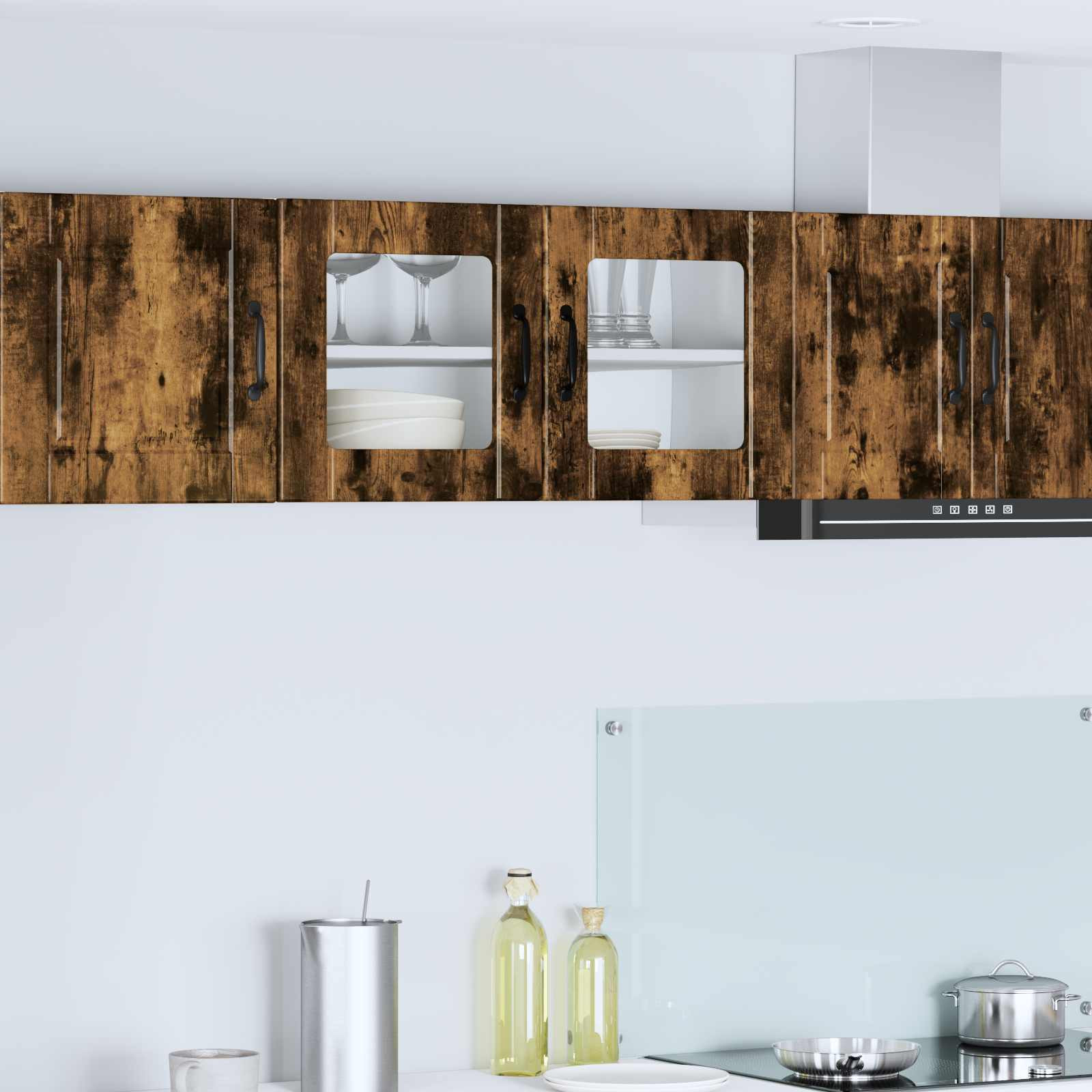 vidaXL Wandglas-Schrank PORTO Geräucherte Eiche 80 x 31 x 40 cm