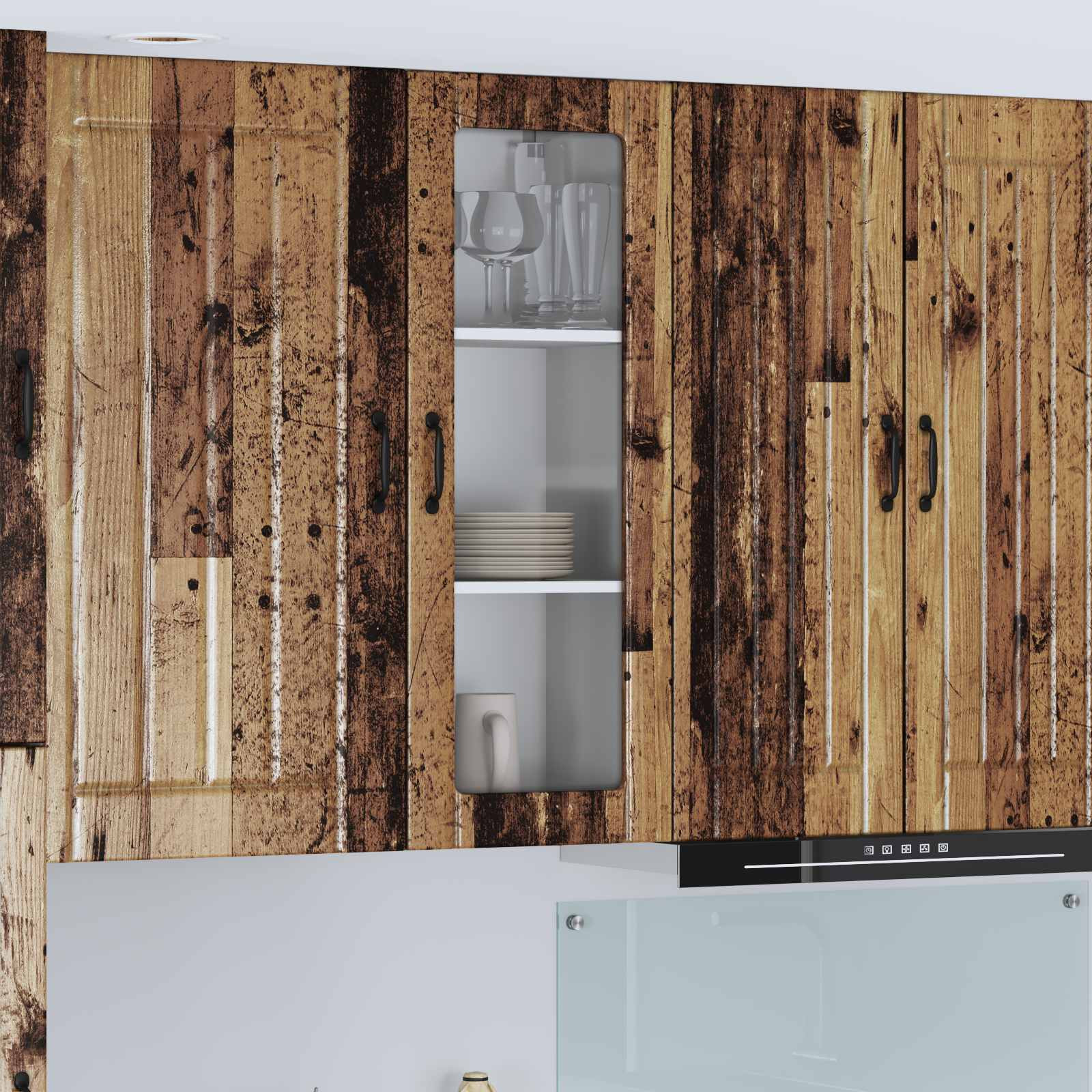 vidaXL Wandglas-Schrank LUCCA Altholz 40 x 31 x 100 cm Holzwerkstoff