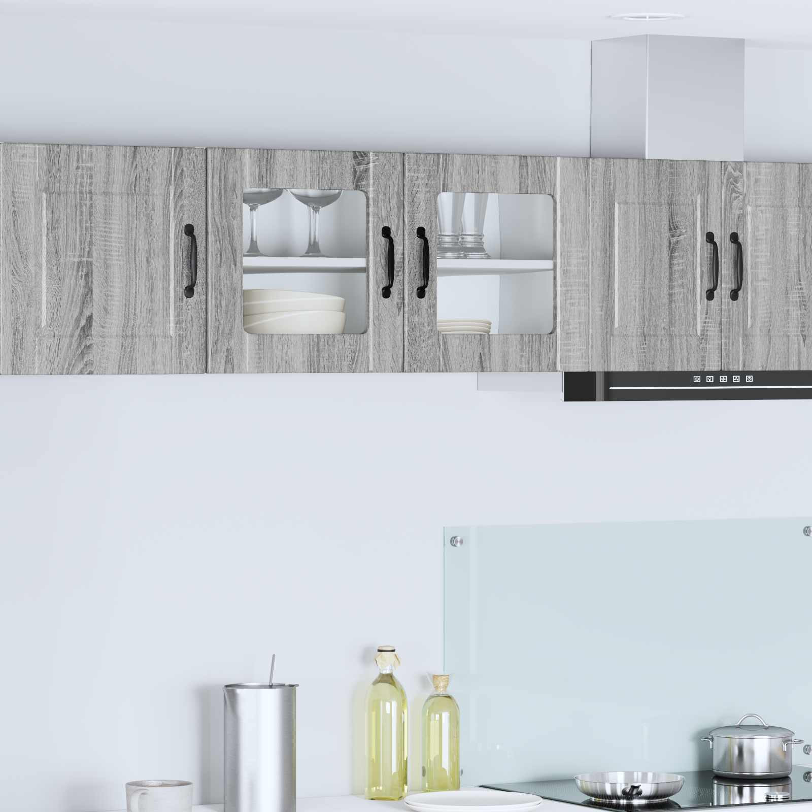 vidaXL Wandglas-Schrank PORTO Graues Sonoma 80 x 31 x 40 cm