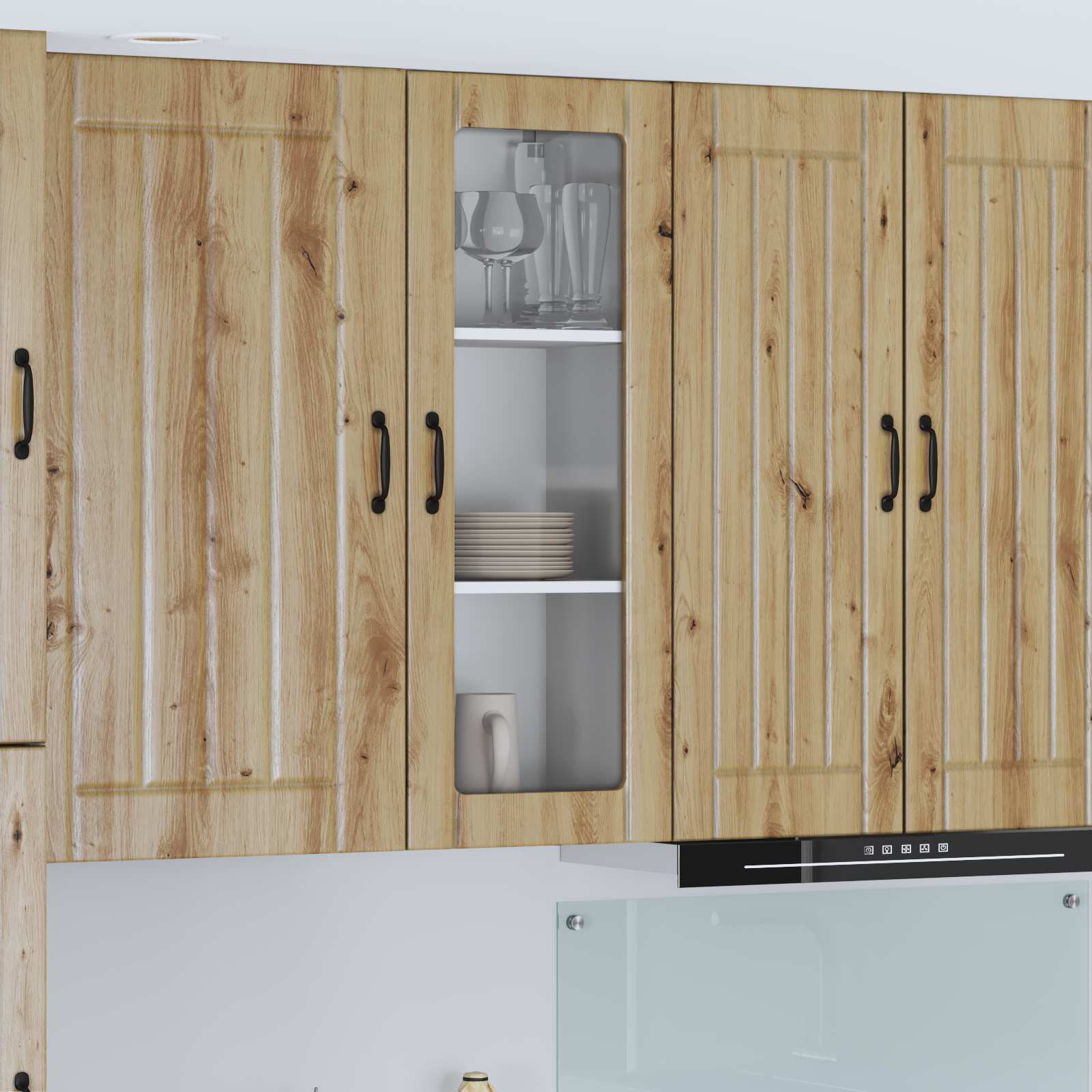vidaXL Wandglas-Schrank LUCCA Artisan-Eiche 40 x 31 x 100 cm