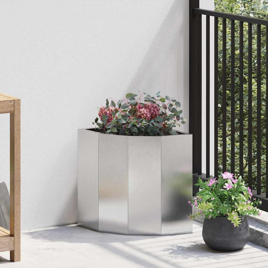 vidaXL Eckpflanzer Silber 30 x 30 x 35 cm Edelstahl