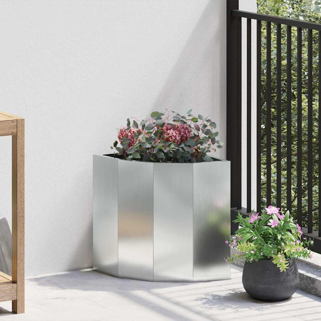 vidaXL Eckpflanzer Silber 30 x 30 x 35 cm Verzinkter Stahl