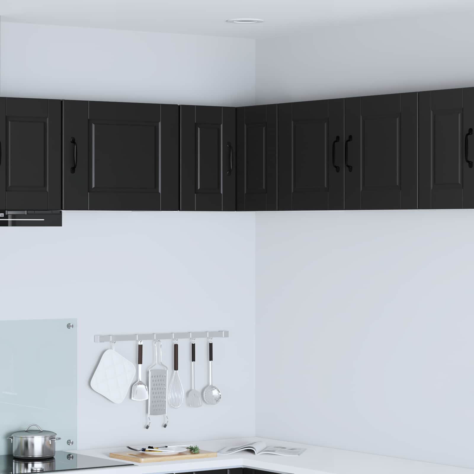 vidaXL Wand-Eckschrank PORTO Schwarz 57 x 57 x 40 cm Holzwerkstoff