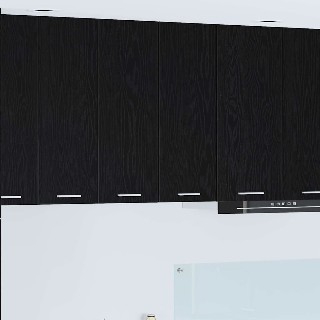 vidaXL Hängeschrank mit Tür Schwarze Eiche und Weiß 30 x 31 x 80 cm