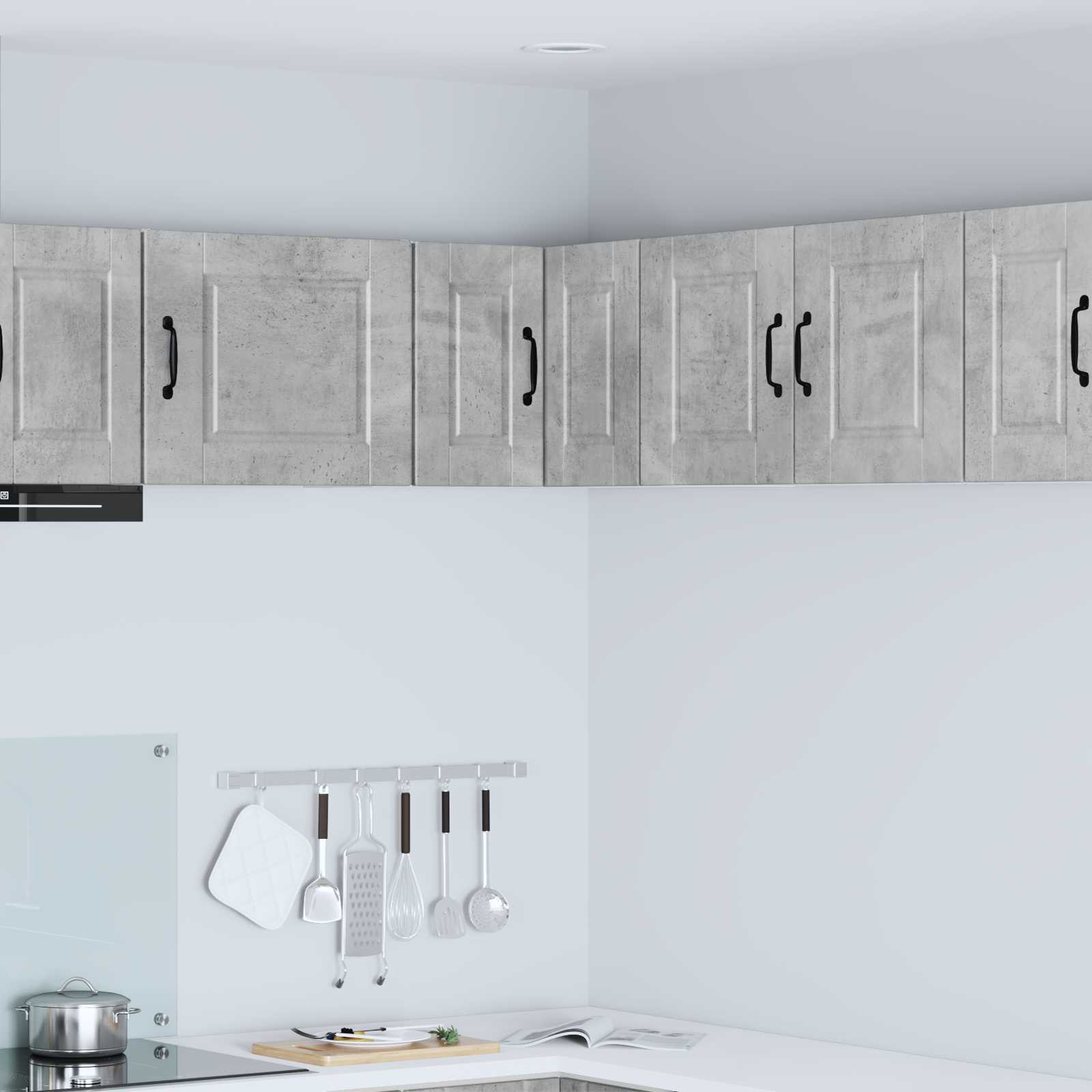 vidaXL Wand-Eckschrank PORTO Beton Grau 57 x 57 x 40 cm Holzwerkstoff