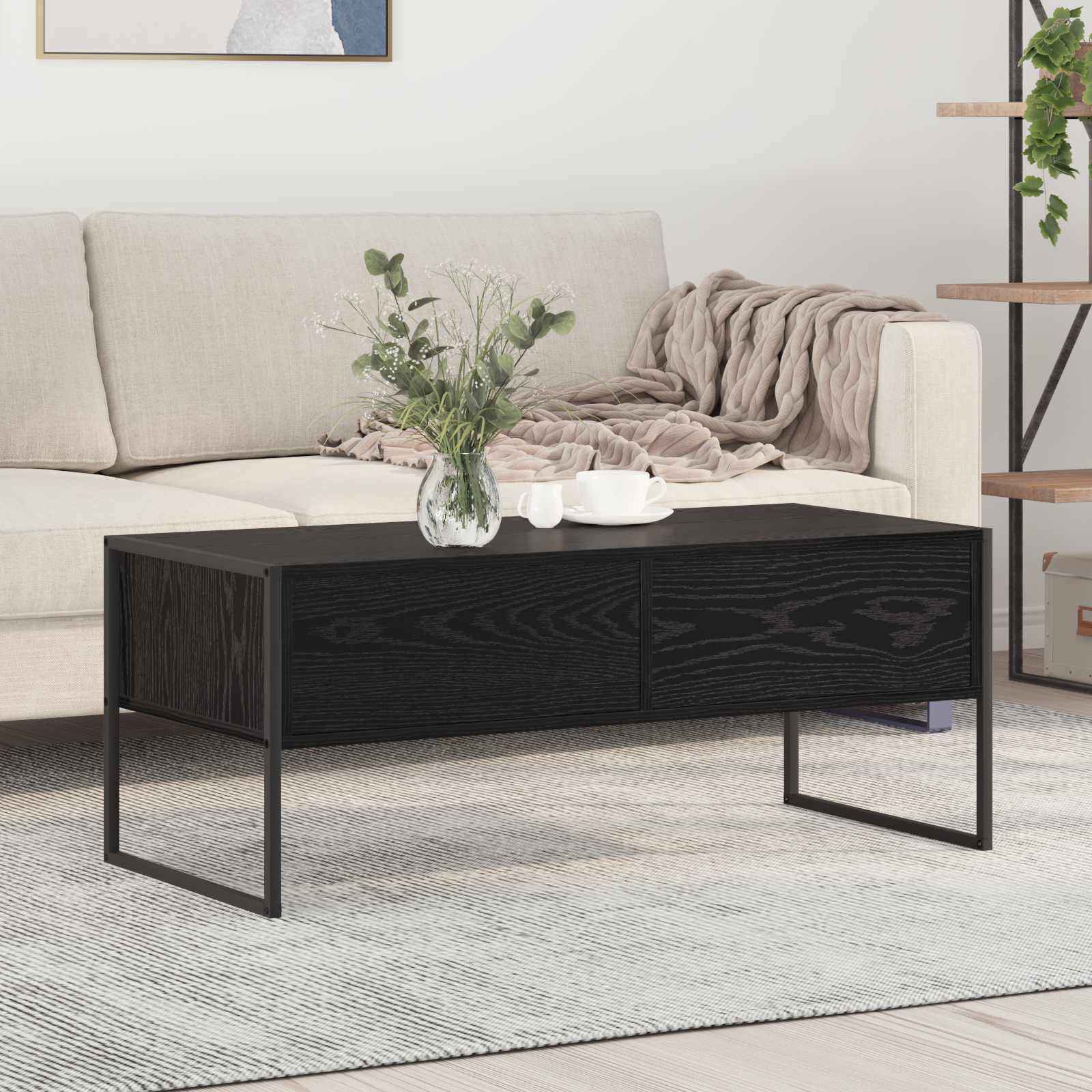 vidaXL Couchtisch Schwarz Eichen-Optik 100 x 46 x 40 cm Holzwerkstoff
