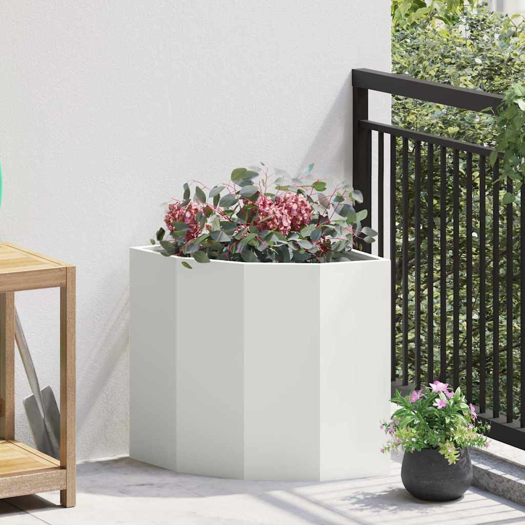 vidaXL Eckpflanzer Weiß 45 x 45 x 50 cm Stahl