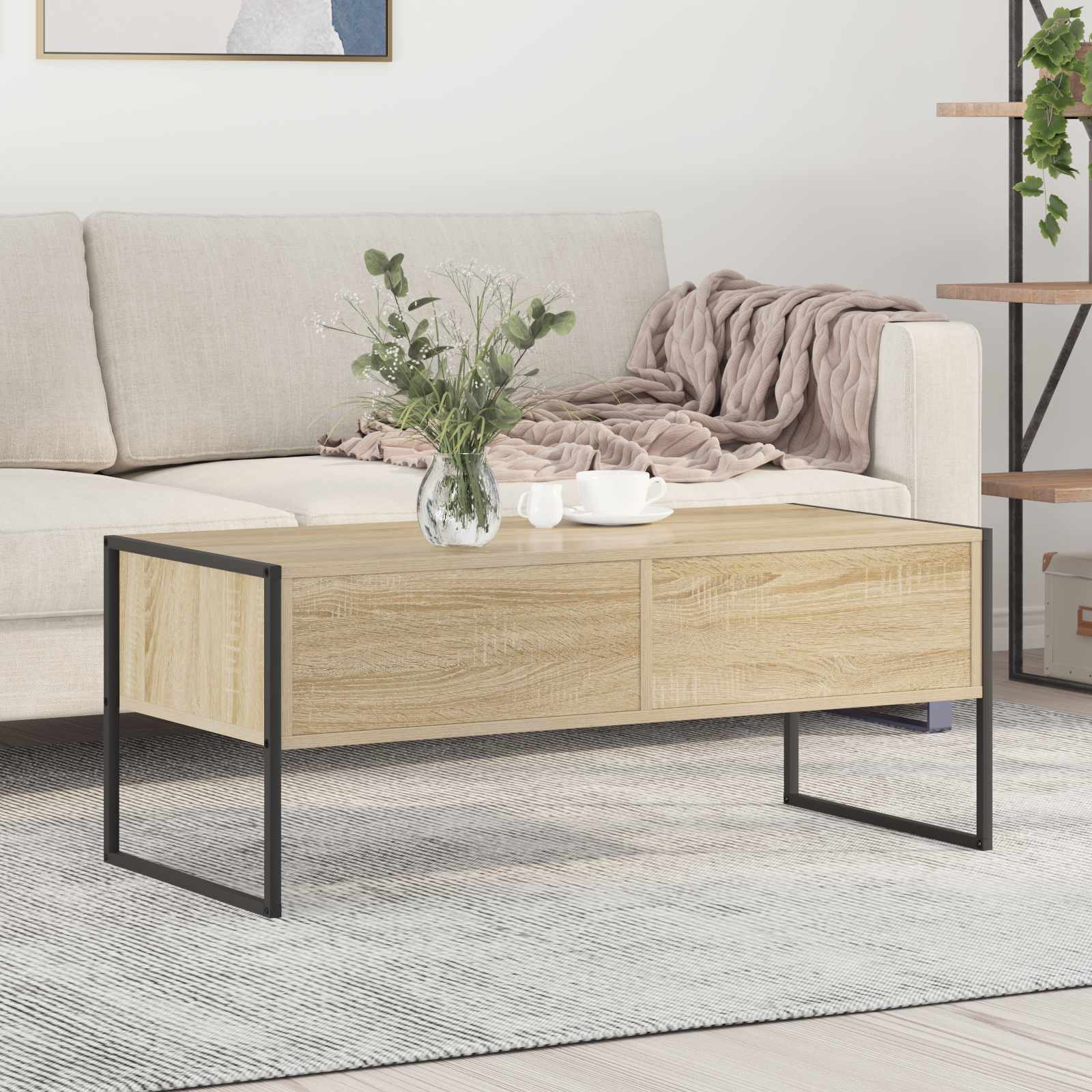 vidaXL Couchtisch mit Schubladen Sonoma 100 x 46 x 40 cm Holzwerkstoff