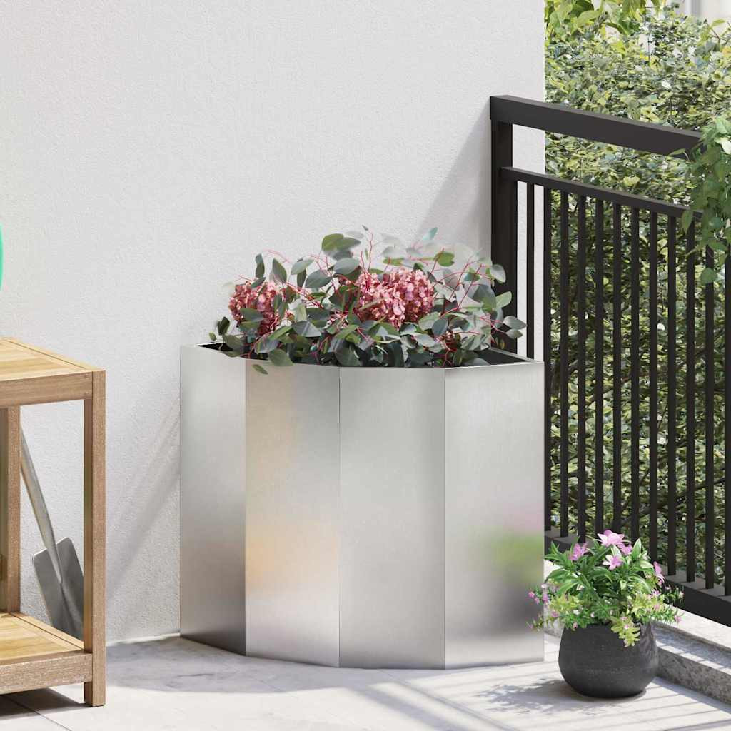vidaXL Eckpflanzer Silber 45 x 45 x 50 cm Edelstahl
