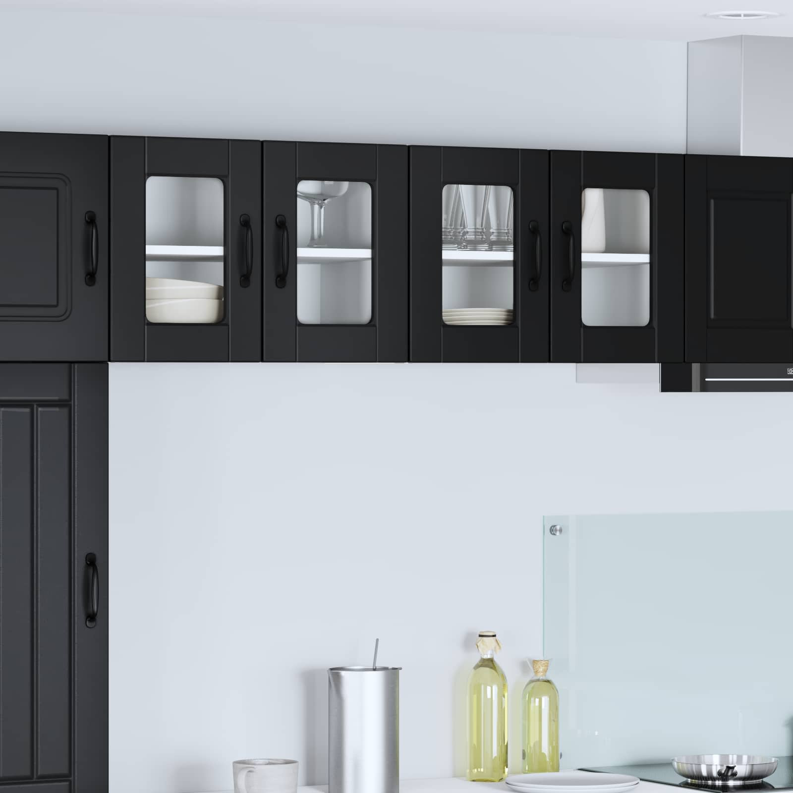vidaXL Wandglas-Schrank PORTO Schwarz 60 x 31 x 40 cm Holzwerkstoff