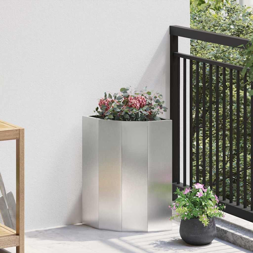 vidaXL Eckpflanzer Silber 30 x 30 x 50 cm Edelstahl