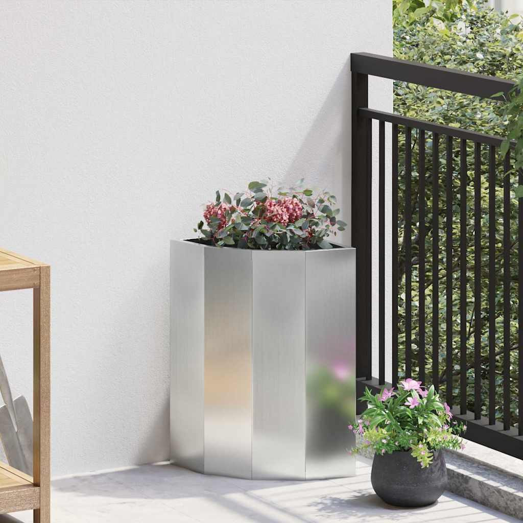vidaXL Eckpflanzer Silber 30 x 30 x 50 cm Verzinkter Stahl