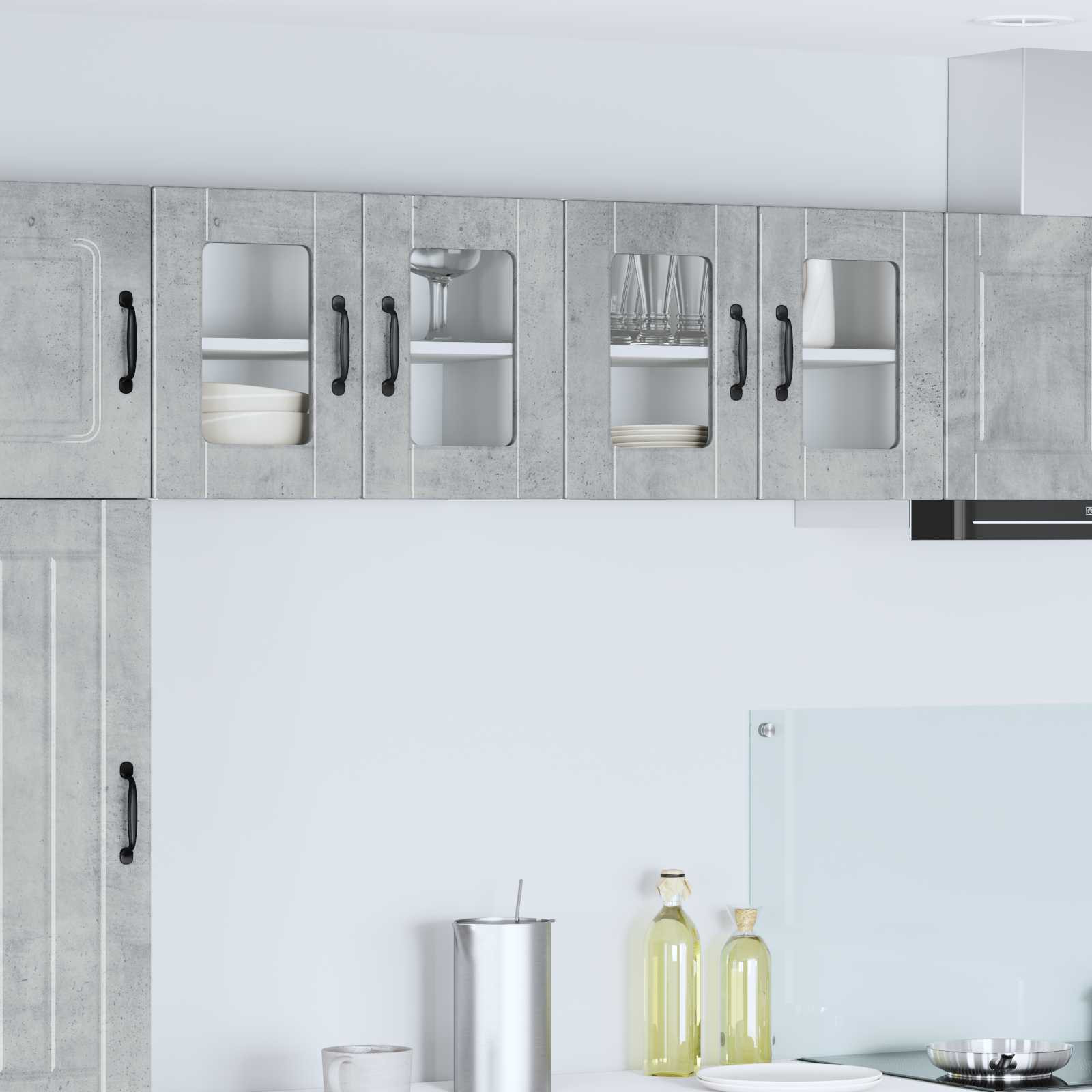 vidaXL Wandglas-Schrank PORTO 2 pcs Beton Grau 60 x 31 x 40 cm