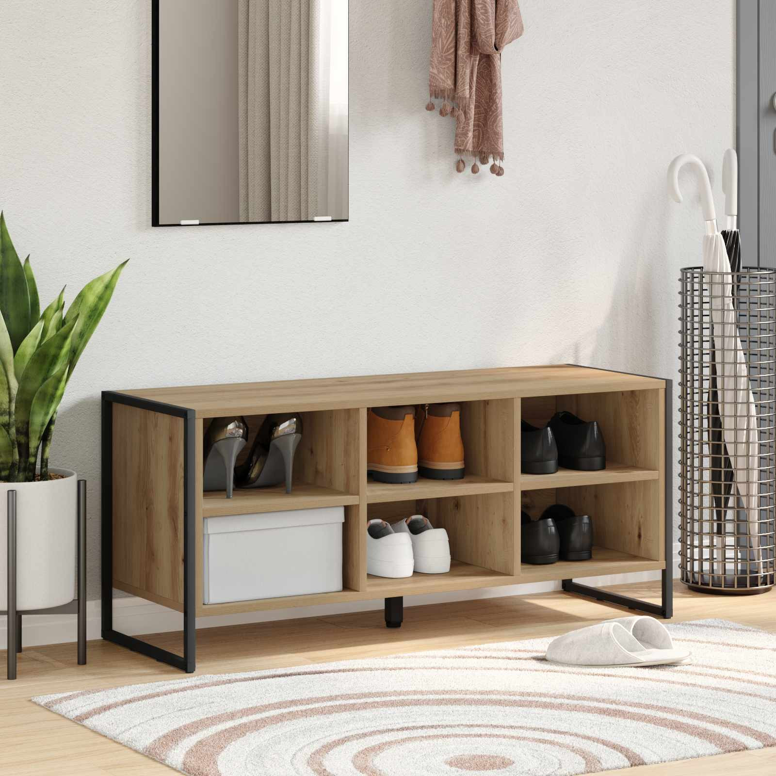 vidaXL Schuhschrank 100 x 35 x 44 cm Holzwerkstoff Kunsthandwerk Eiche