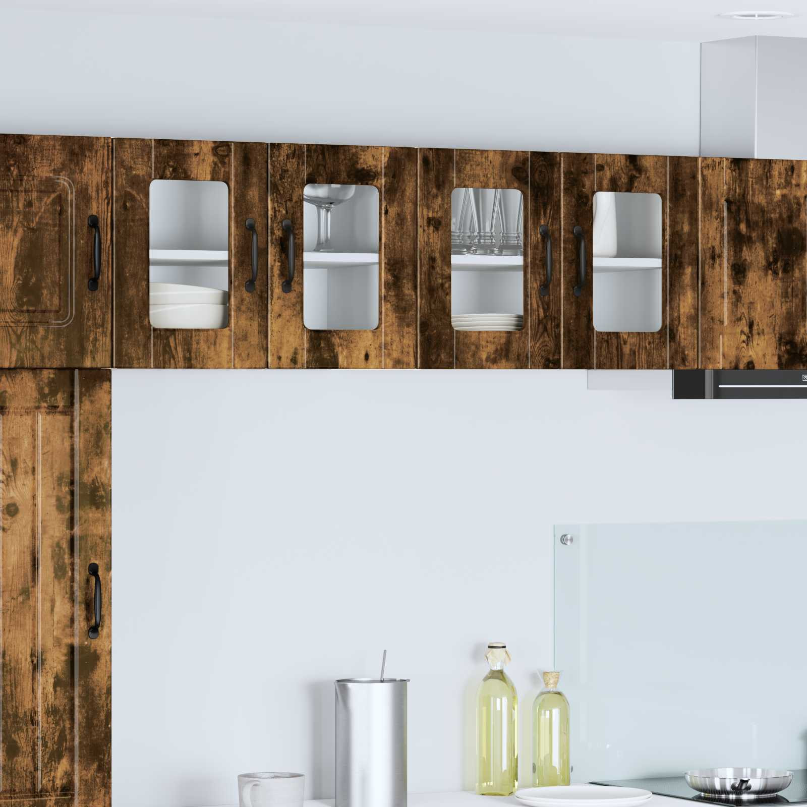 vidaXL Wandglas-Schrank PORTO 2 pcs Geräucherte Eiche 60 x 31 x 40 cm