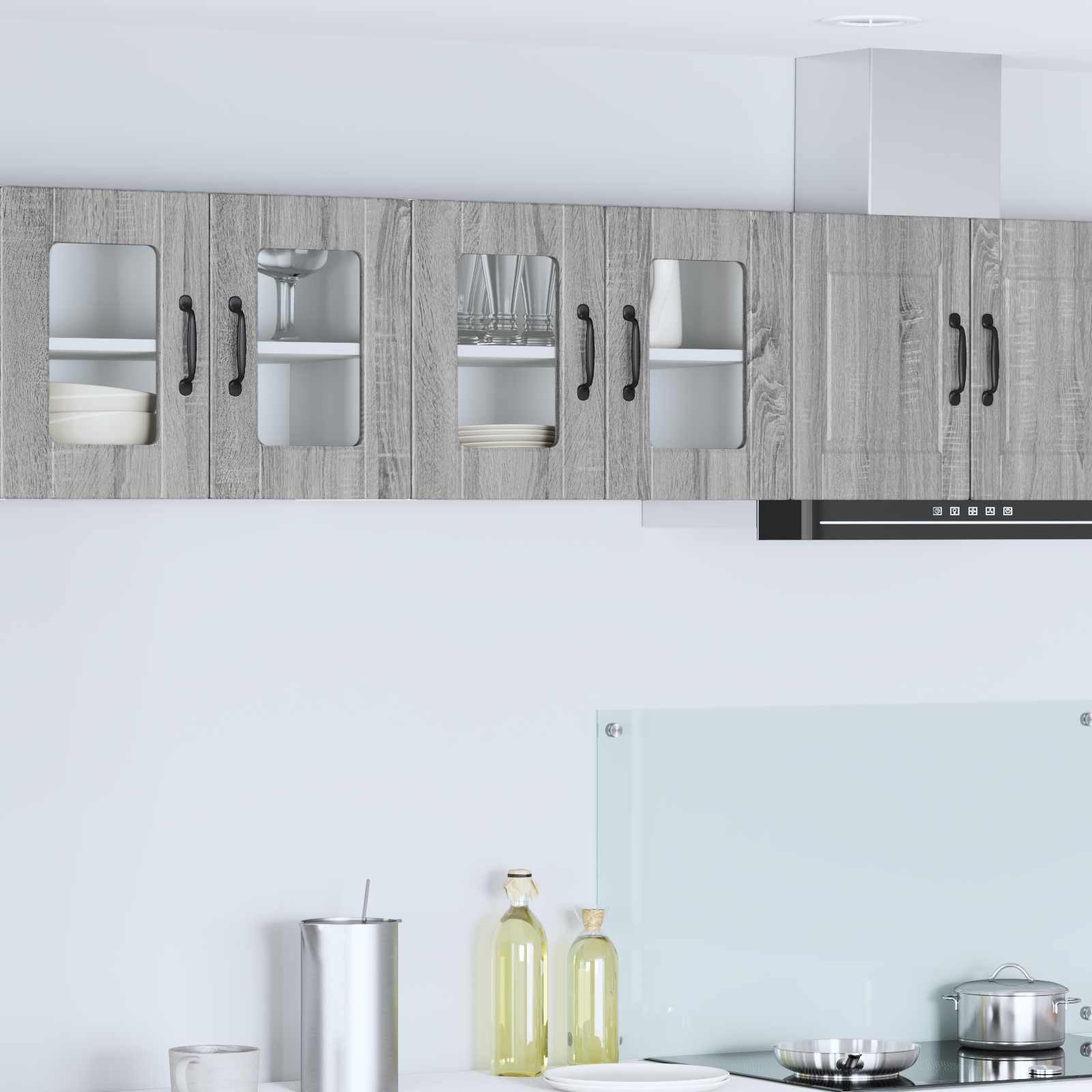 vidaXL Wandglas-Schrank PORTO Graues Sonoma 60 x 31 x 40 cm