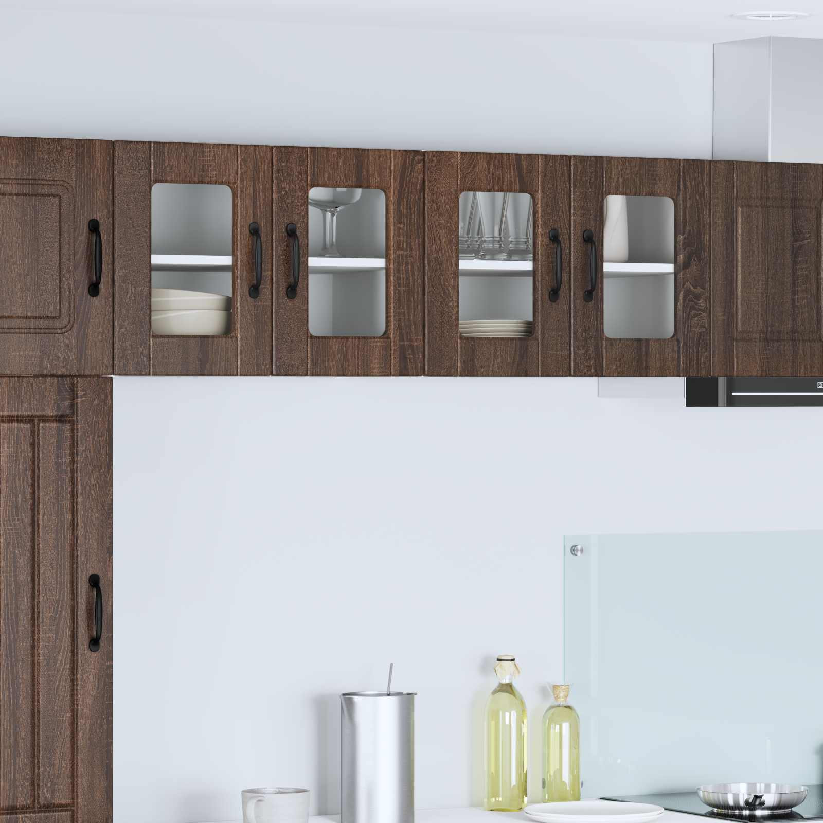 vidaXL Wandglas-Schrank PORTO Braun Eichen-Optik 60 x 31 x 40 cm