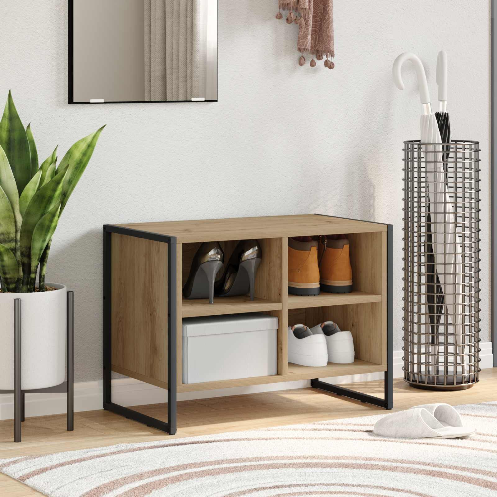 vidaXL Schuhschrank 60 x 35 x 44 cm Holzwerkstoff Kunsthandwerk Eiche