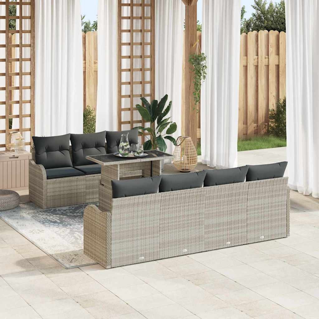 vidaXL Gartensofa-set mit Kissen 8 pcs Hellgrau Poly-Rattan