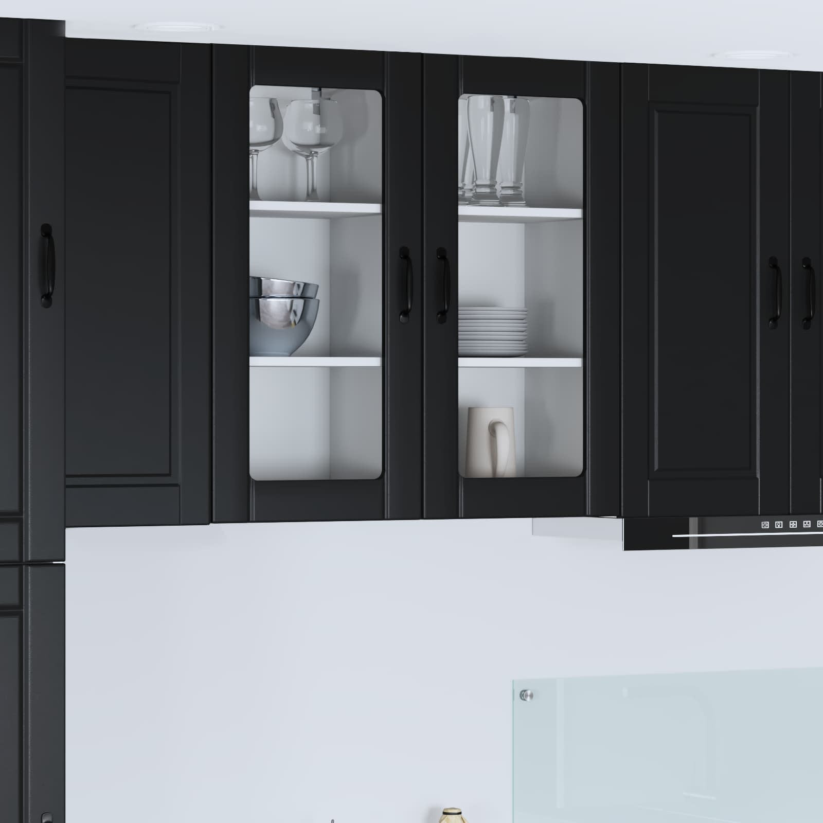 vidaXL Wandglas-Schrank PORTO Schwarz 40 x 31 x 80 cm Holzwerkstoff