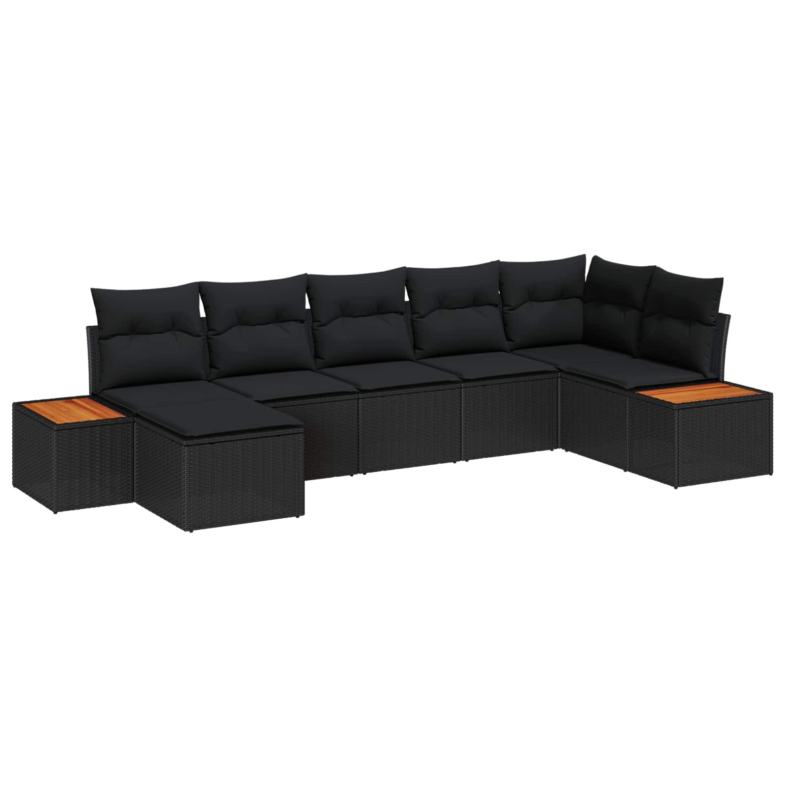 vidaXL Gartensofa-set mit Kissen 7 pcs Schwarz Poly Rattan