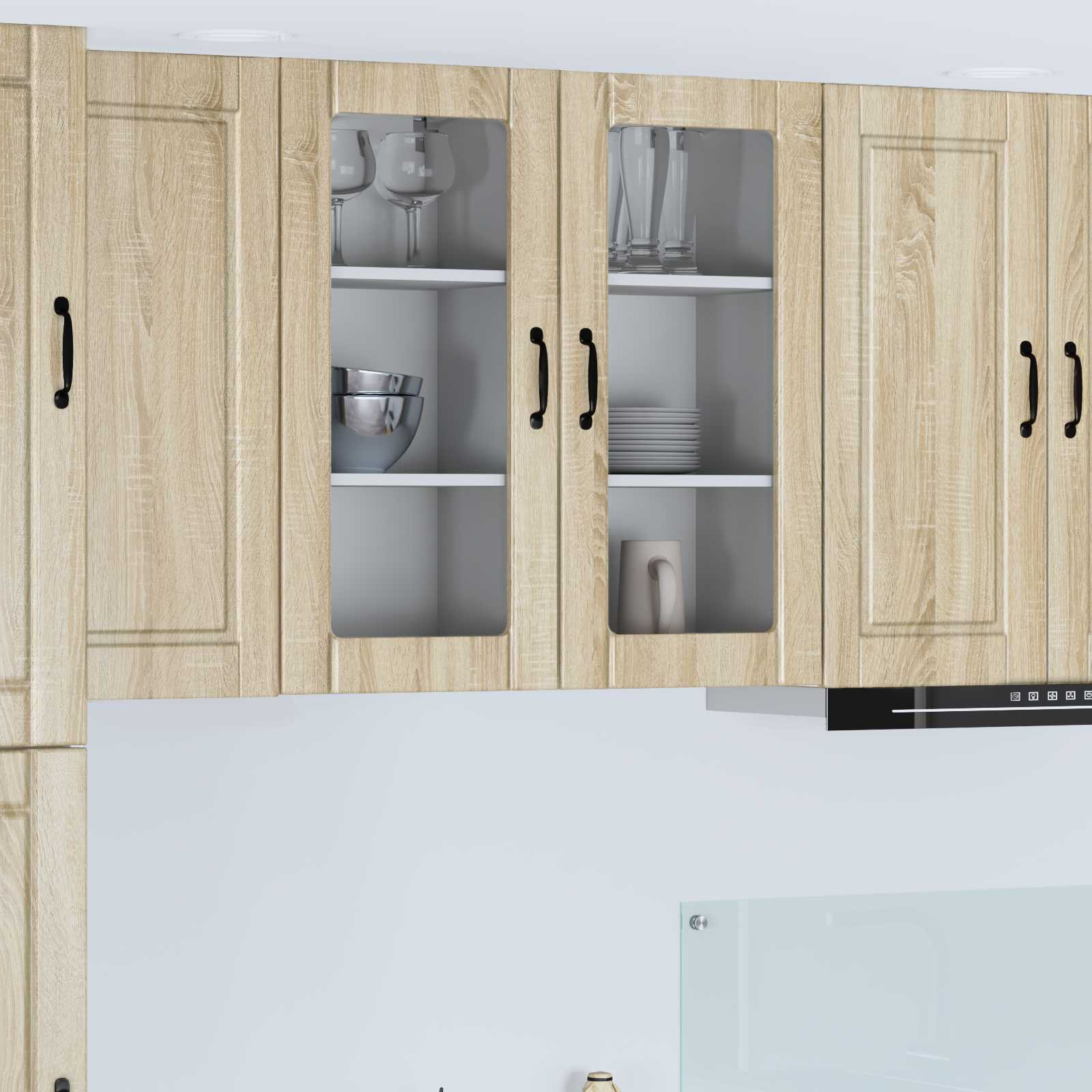 vidaXL Wandglas-Schrank PORTO Sonoma-Eiche 40 x 31 x 80 cm