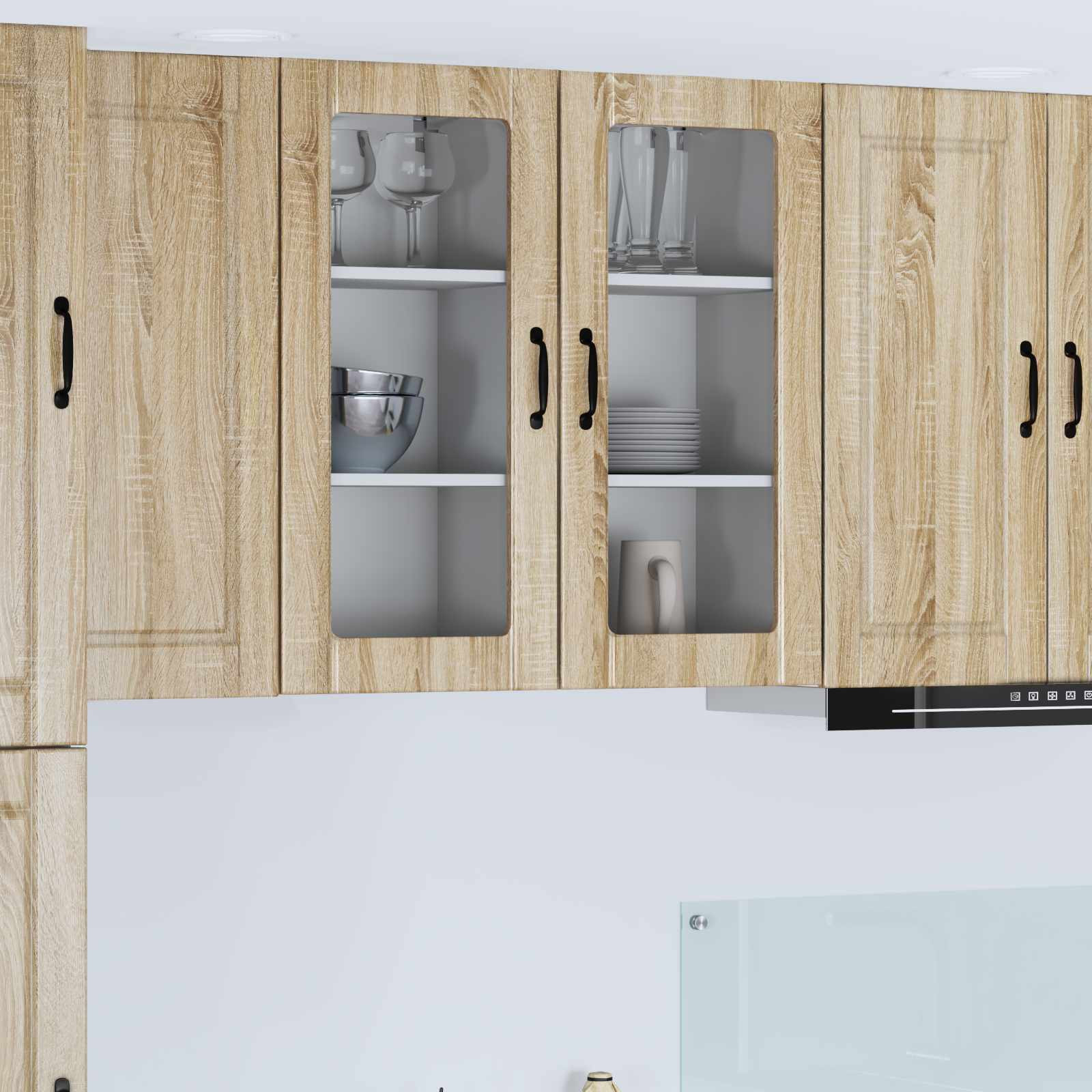 vidaXL Wandglas-Schrank PORTO 2 pcs Sonoma-Eiche 40 x 31 x 80 cm