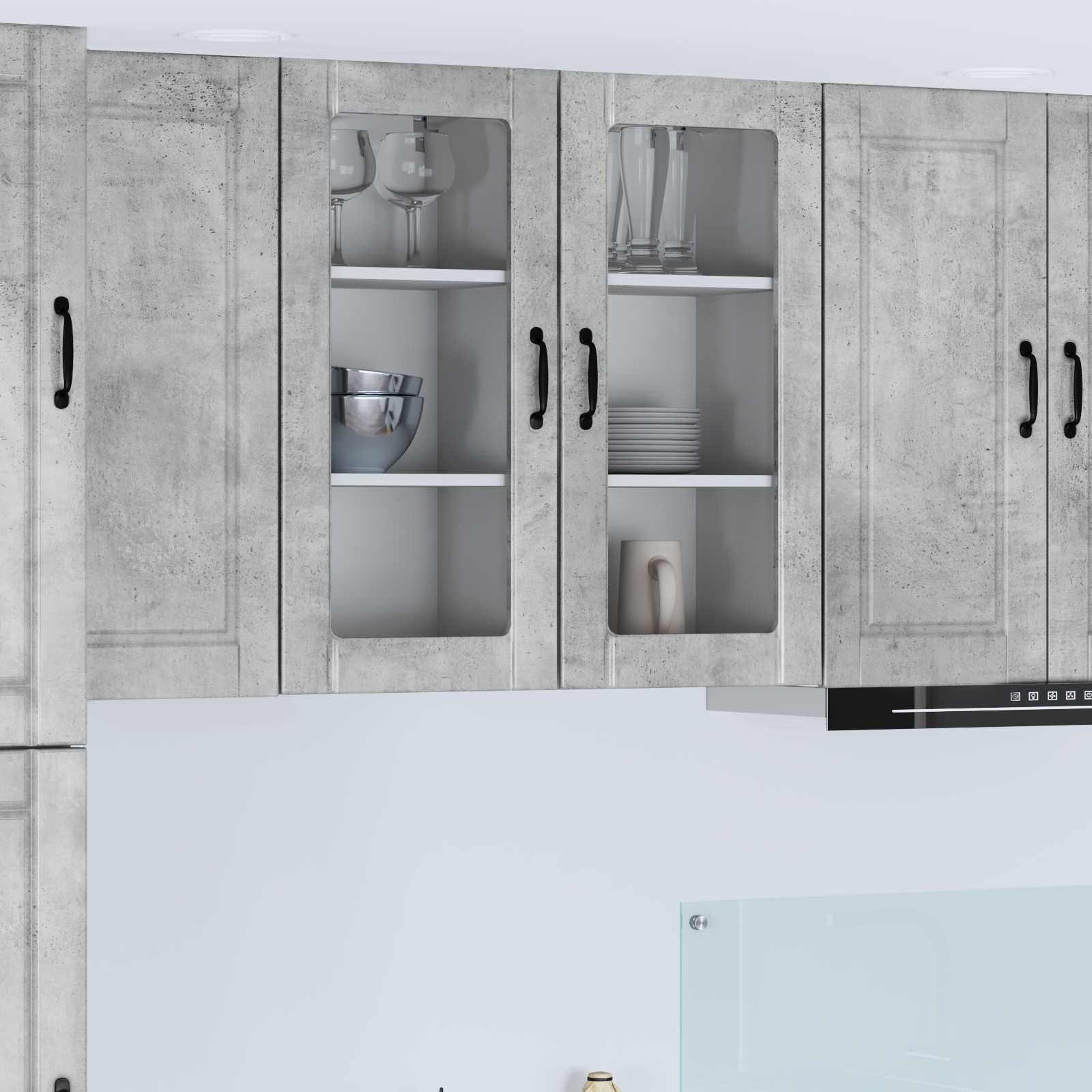 vidaXL Wandglas-Schrank PORTO Beton Grau 40 x 31 x 80 cm Holzwerkstoff