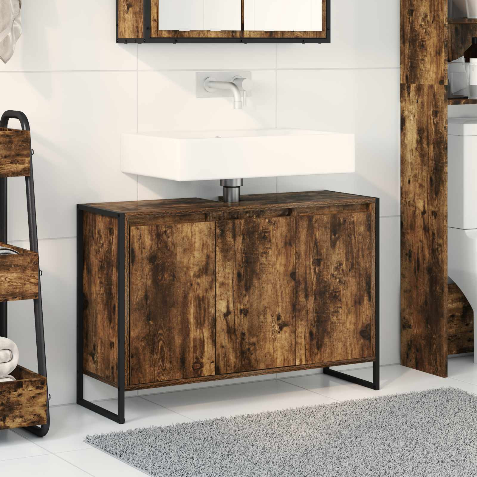 vidaXL Badezimmerschrank Raucharbe 90 x 30 x 60 cm Holzwerkstoff