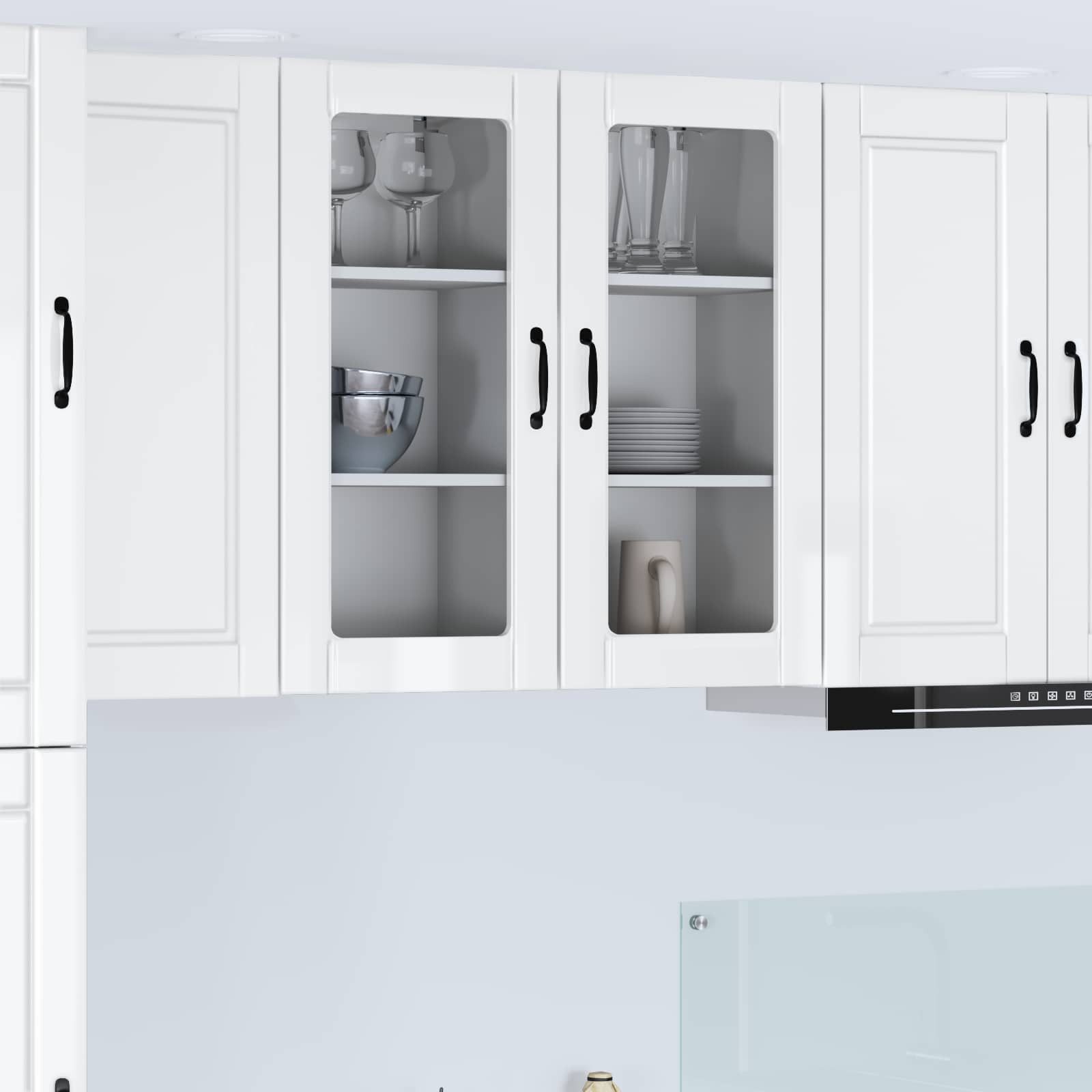 vidaXL Wandglas-Schrank PORTO 2 pcs Hochglanz Weiß 40 x 31 x 80 cm