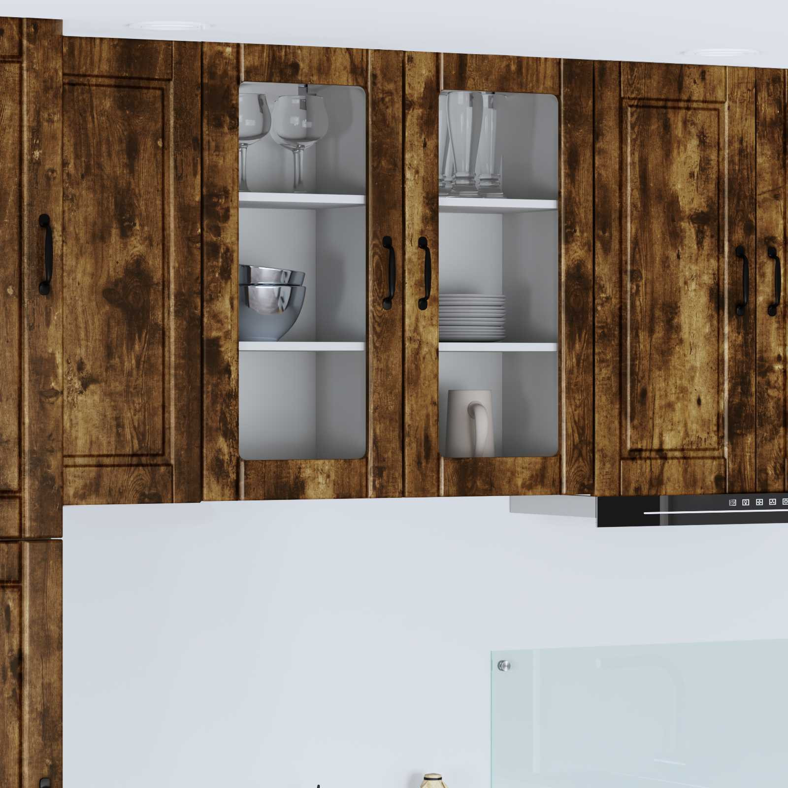 vidaXL Wandglas-Schrank PORTO 2 pcs Geräucherte Eiche 40 x 31 x 80 cm