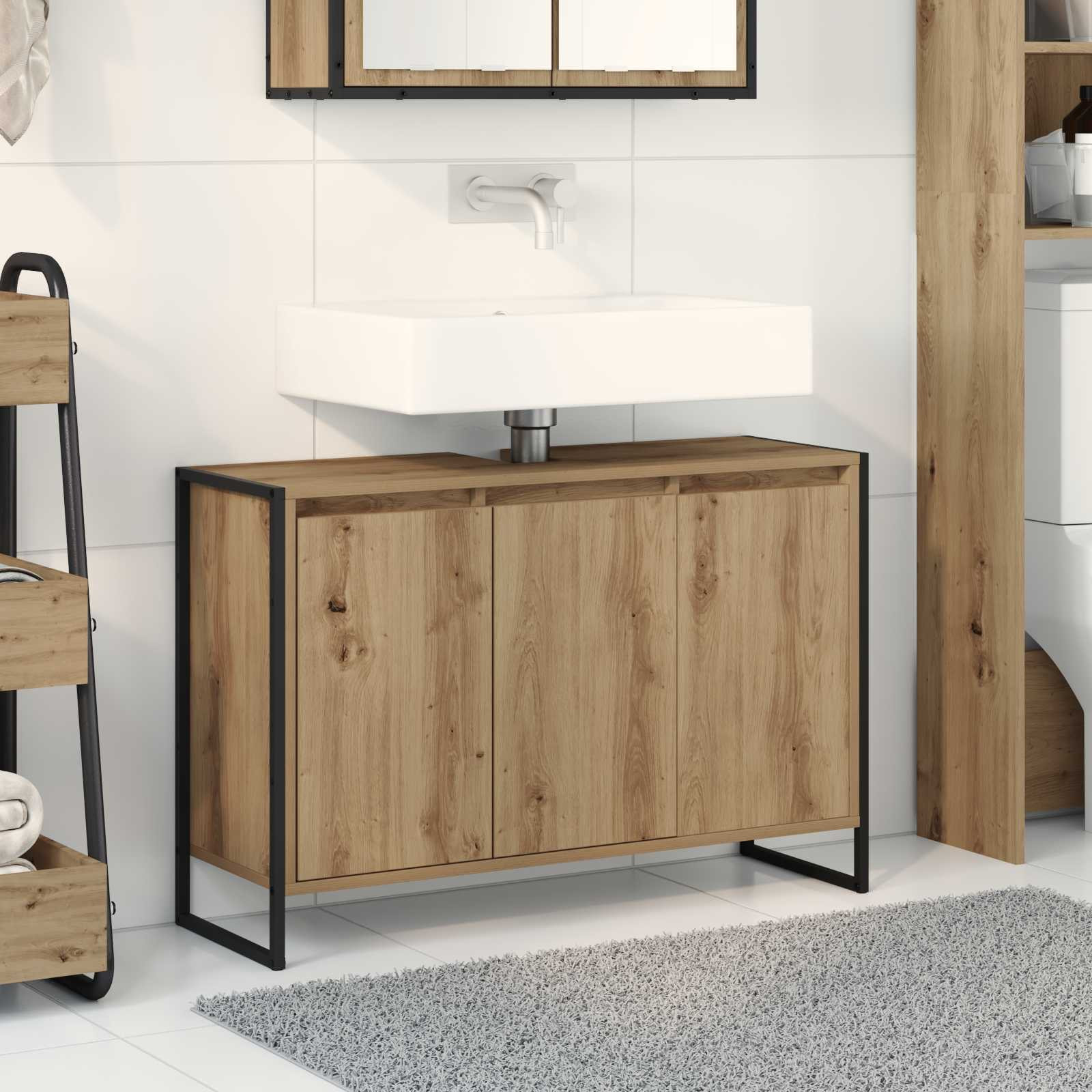 vidaXL Badezimmerschrank Kunsthandwerk Eiche 90 x 30 x 60 cm