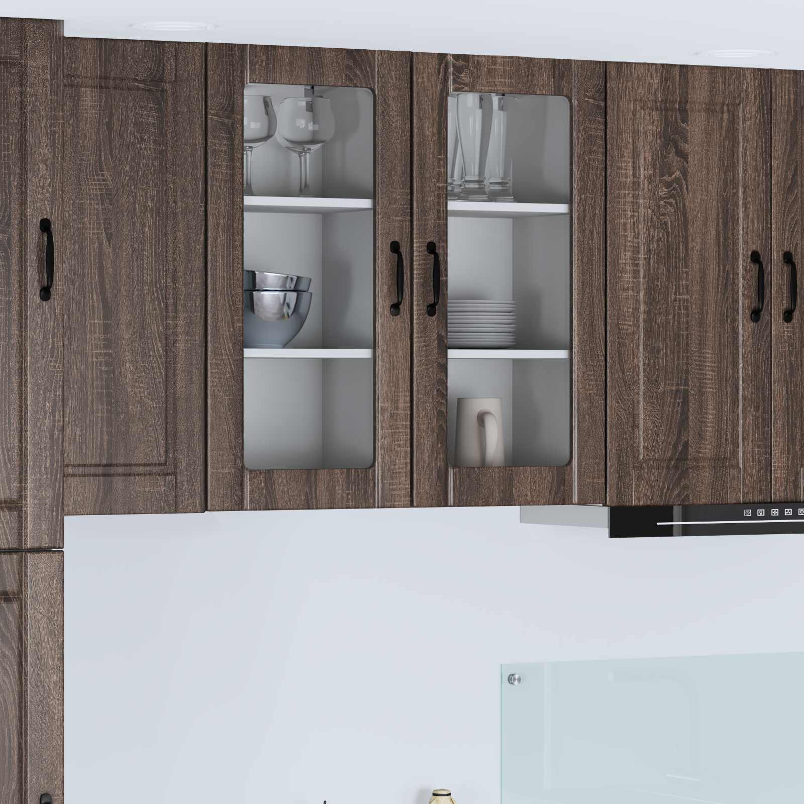 vidaXL Wandglas-Schrank PORTO 2 pcs Braun Eichen-Optik 40 x 31 x 80 cm