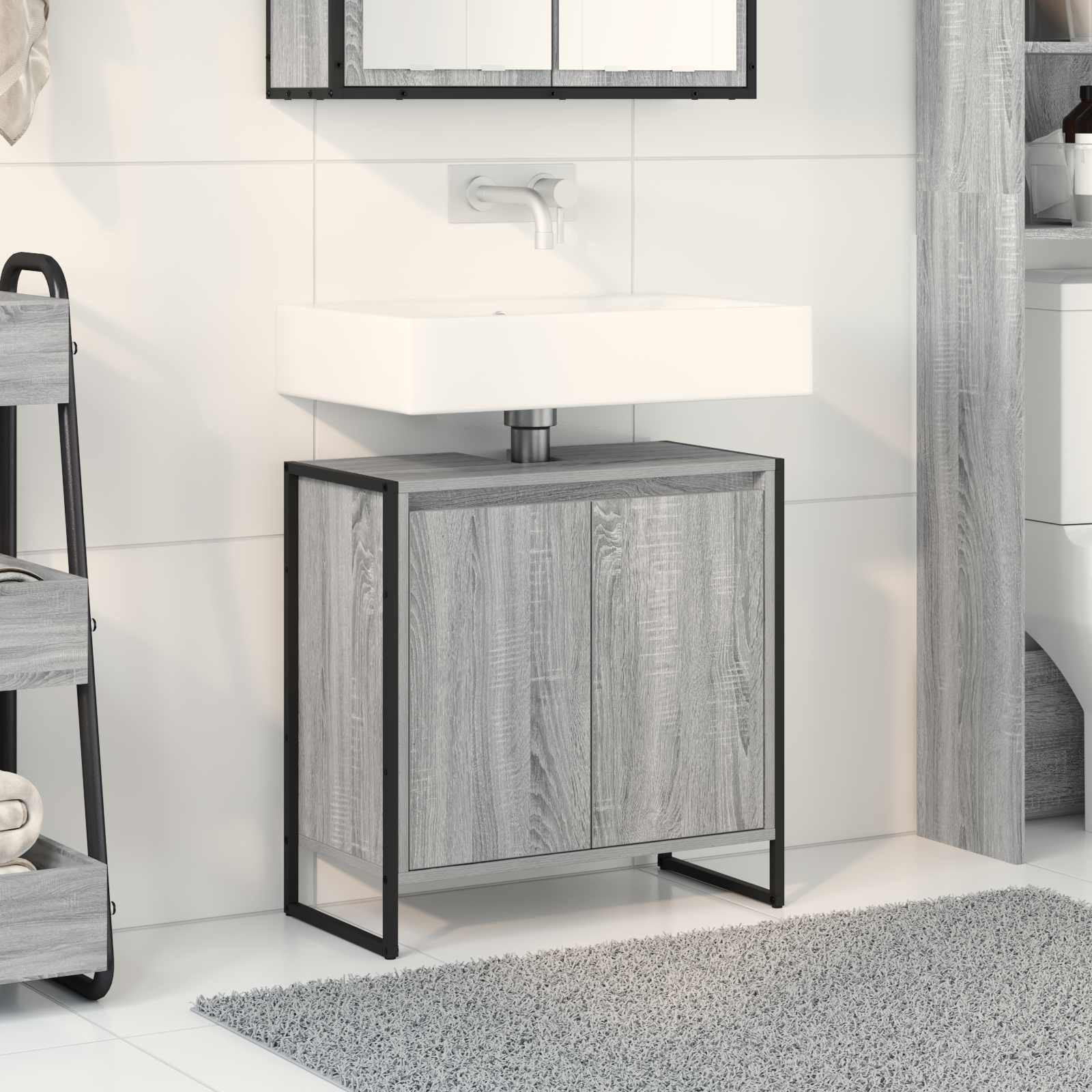 vidaXL Badezimmerschrank Graues Sonoma 60 x 30 x 60 cm Holzwerkstoff
