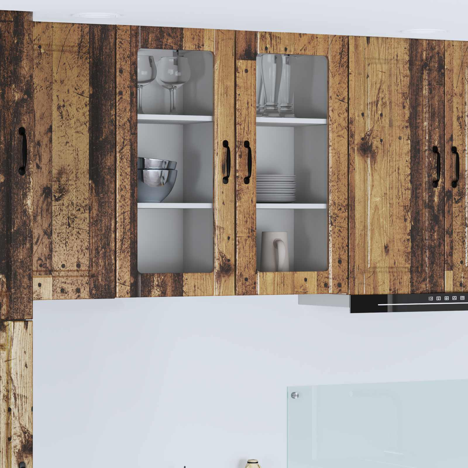 vidaXL Wandglas-Schrank PORTO Altholz 40 x 31 x 80 cm Holzwerkstoff