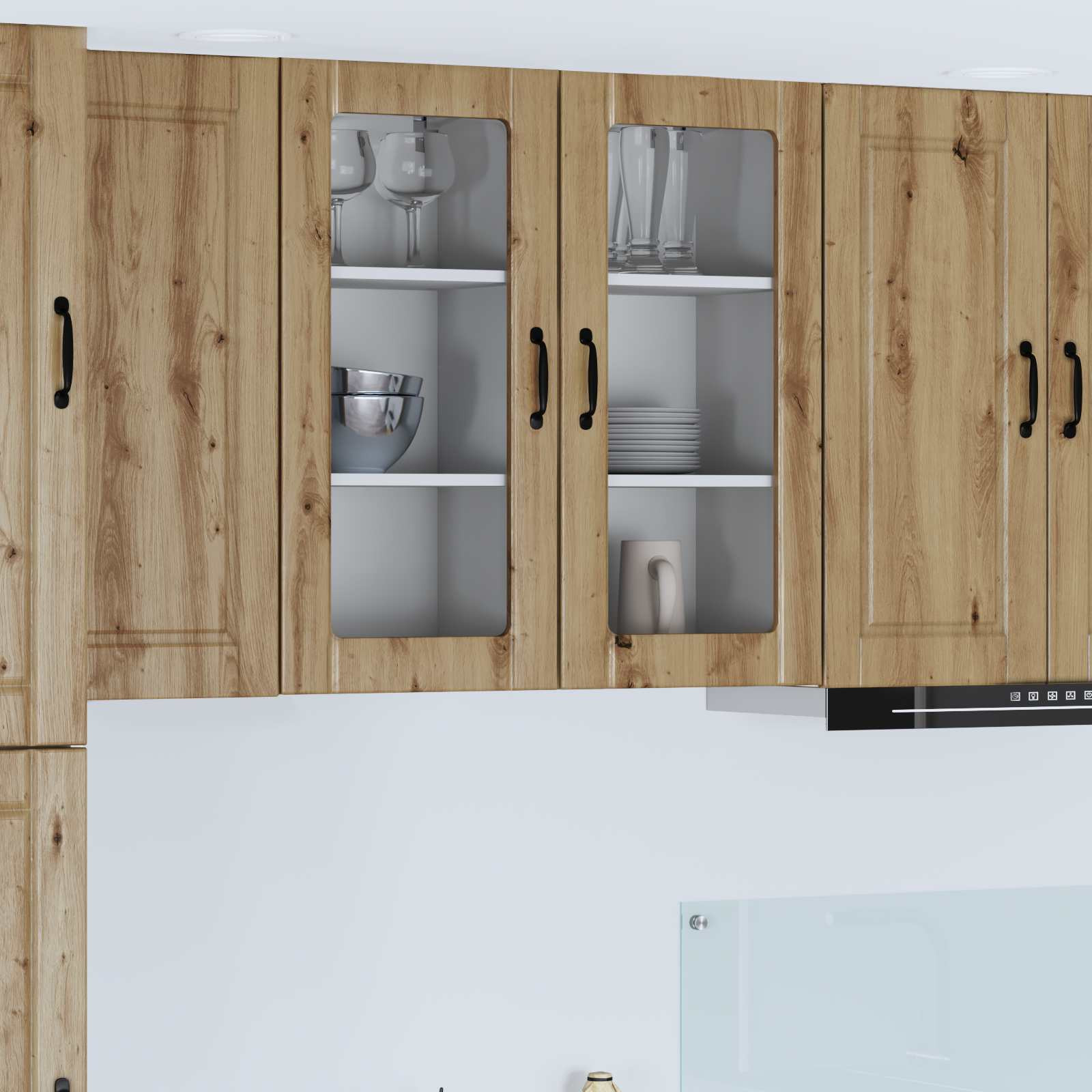 vidaXL Wandglas-Schrank PORTO Artisan-Eiche 40 x 31 x 80 cm