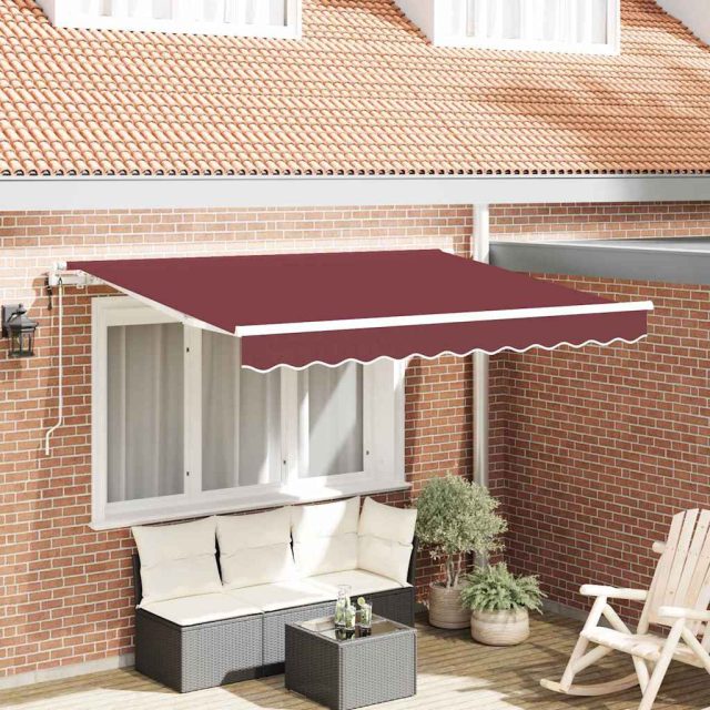 vidaXL Einziehbare Markise Bordeauxrot 250 x 200 cm Stoff