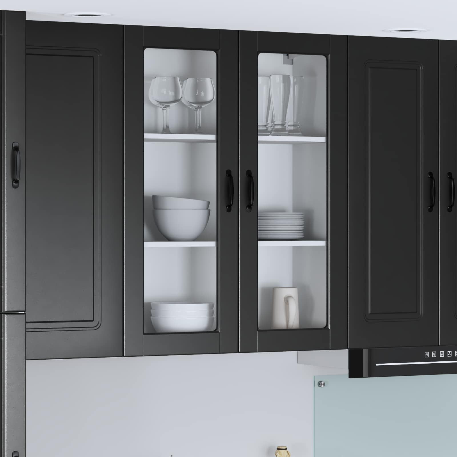 vidaXL Wandglas-Schrank LUCCA Schwarz 80 x 31 x 100 cm Holzwerkstoff