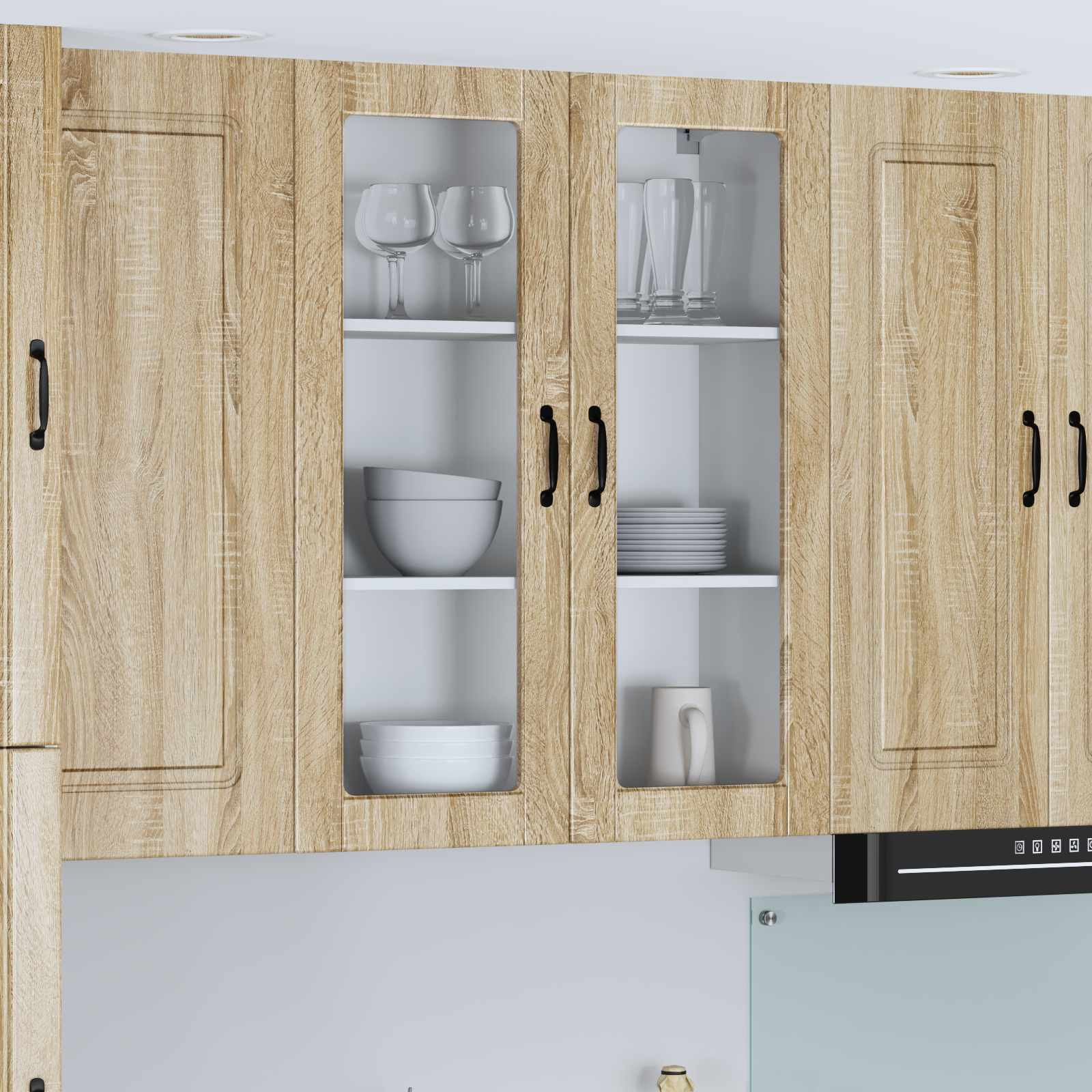 vidaXL Wandglas-Schrank LUCCA Sonoma-Eiche 80 x 31 x 100 cm