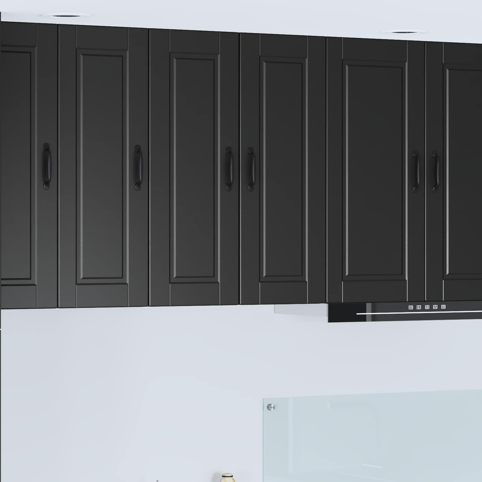 vidaXL Wandschrank PORTO 2 pcs Schwarz 30 x 31 x 80 cm Holzwerkstoff