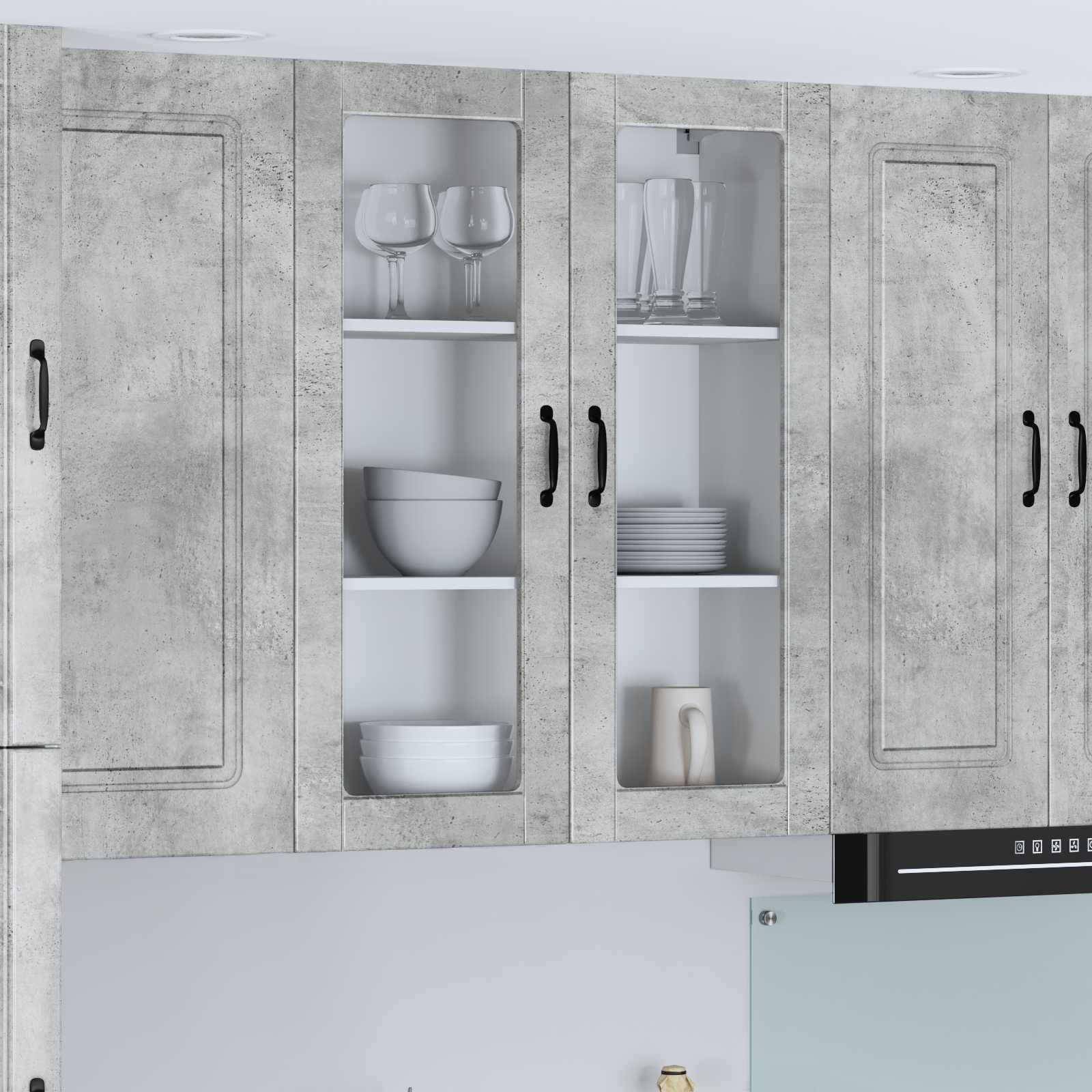 vidaXL Wandglas-Schrank LUCCA Betongrau 80 x 31 x 100 cm Holzwerkstoff