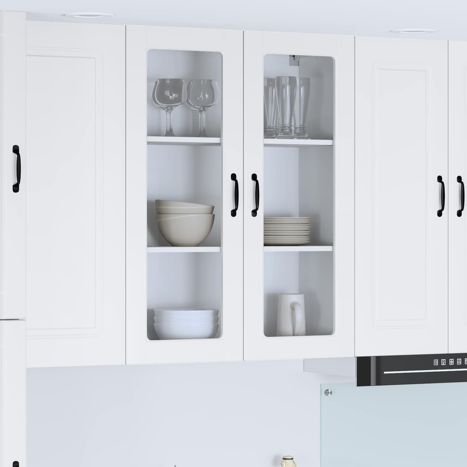 vidaXL Wandglas-Schrank LUCCA Hochglanz Weiß 80 x 31 x 100 cm