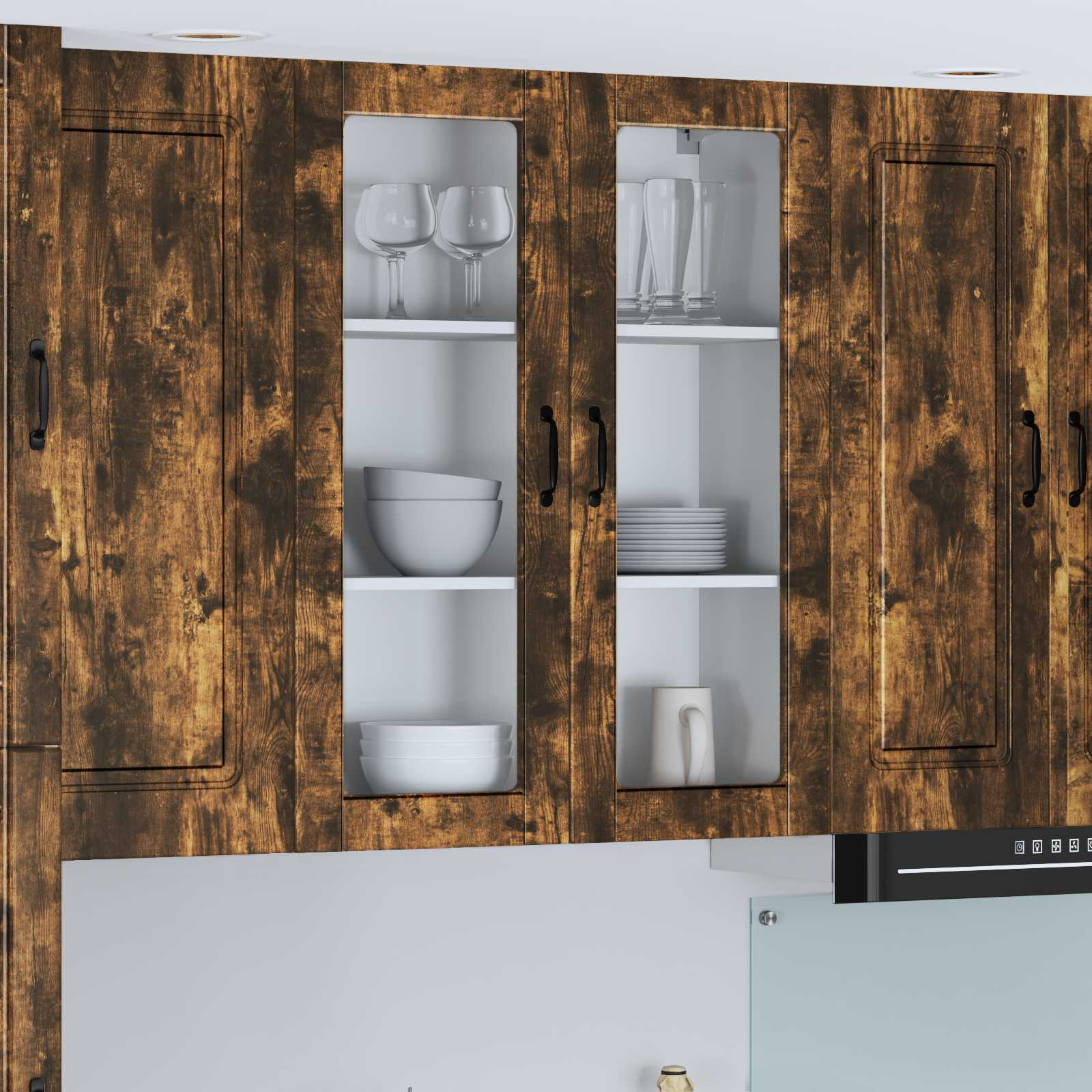 vidaXL Wandglas-Schrank LUCCA Geräucherte Eiche 80 x 31 x 100 cm